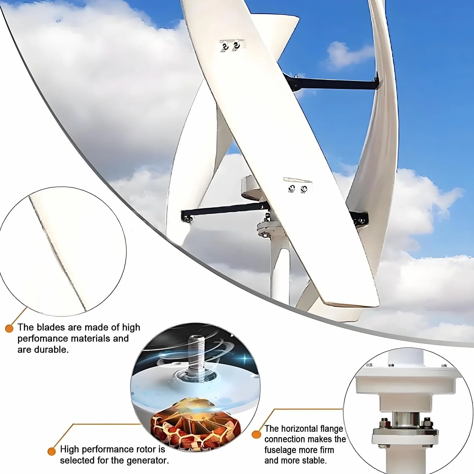 Generador de turbina eólica Vertical de 10000 W/12000 W, 12 V, 24 V y 48 V, con 3 Palas, generador de CC para viviendas, chalets y Sistemas híbridos solares y eólicos. 10000W-48V