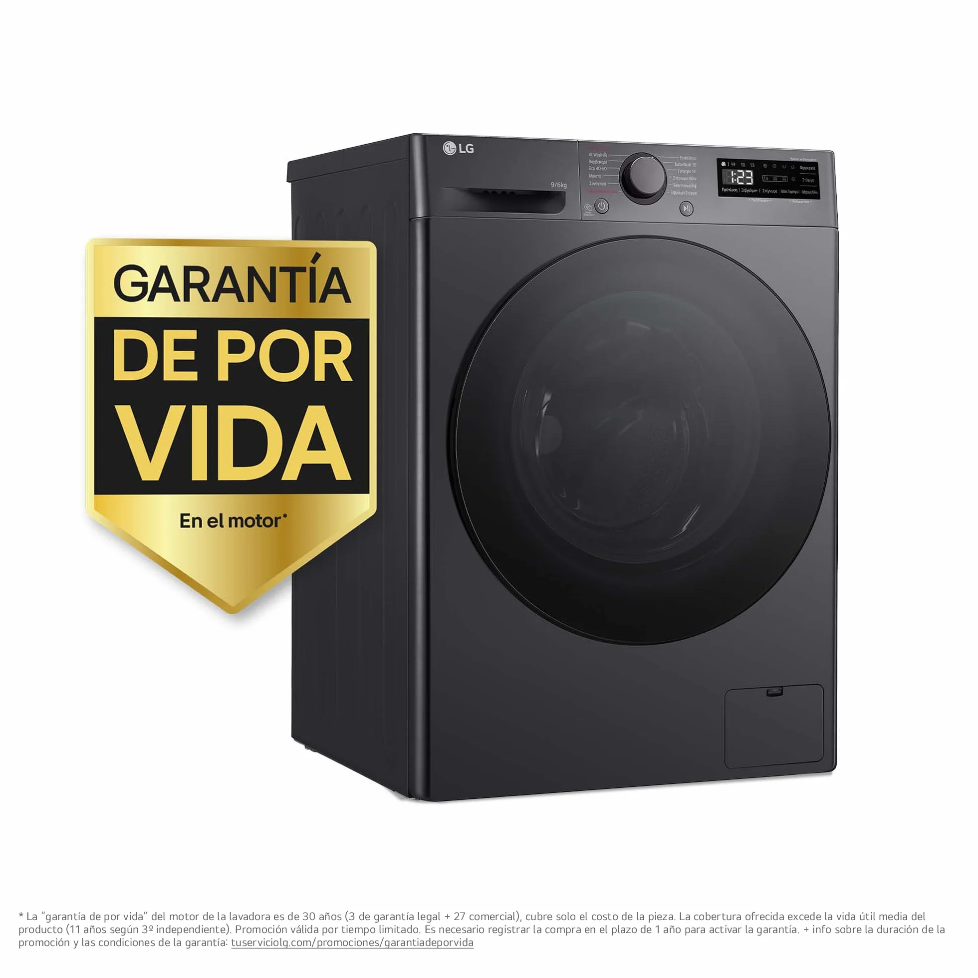 LG F4DR6009AGM Lavadora Secadora Inteligente 9/6kg AI Direct Drive 1400rpm Carga Frontal TurboWash 360º Vapor Steam Serie 600 Inox Grafito