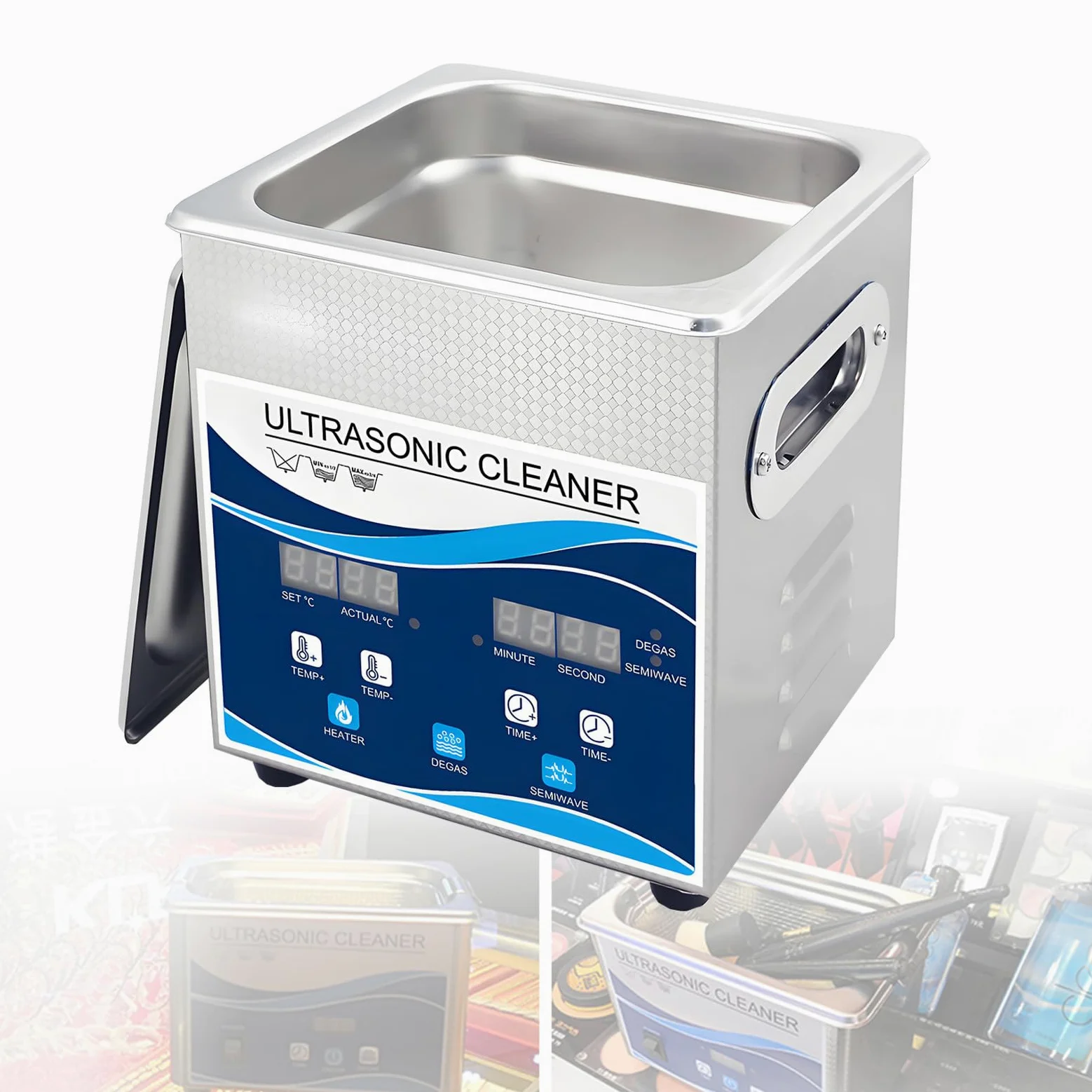 Limpiador Ultrasónico Digital de 40 Khz Baño Ultrasónico Comercial Profesional con Temporizador y Calentador para Joyería Dentaduras Postizas y Piezas Metálicas 201-1.3L
