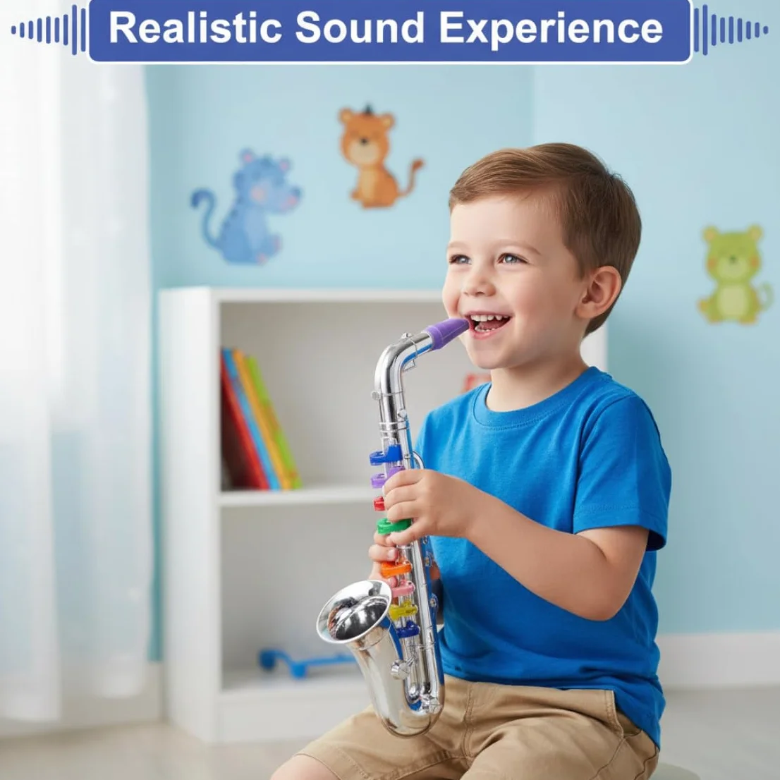Saxofón de Juguete de Plástico Realista para Niños Pequeños