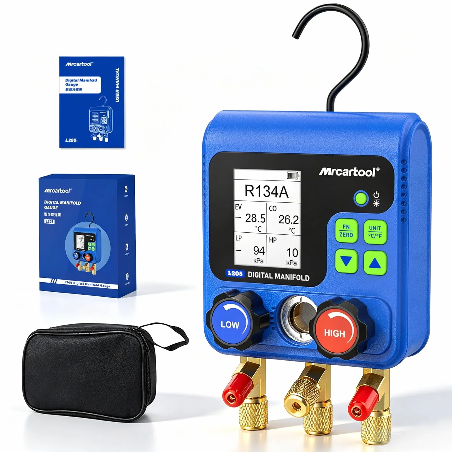 Ayuda de montaje de refrigerantes, distribuidor digital de aire acondicionado con 92 refrigerantes, datos de ayuda de montaje digital, indicador de refrigerante L205 HVAC R32 R134A R12 R410A