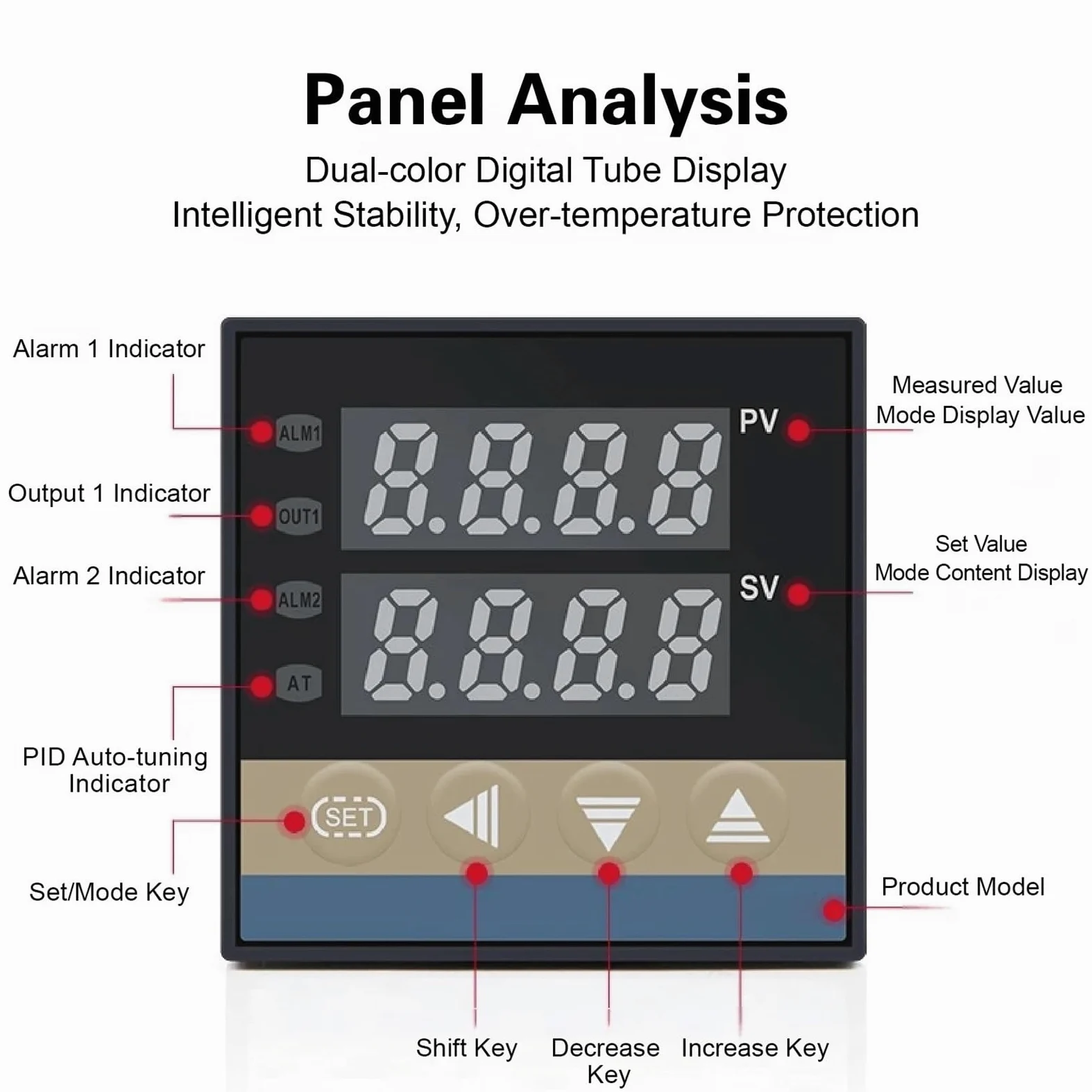 Controlador de temperatura PID digital REX-C100, salida de relé de estado sólido, instrumento de termostato industrial(WHITE)