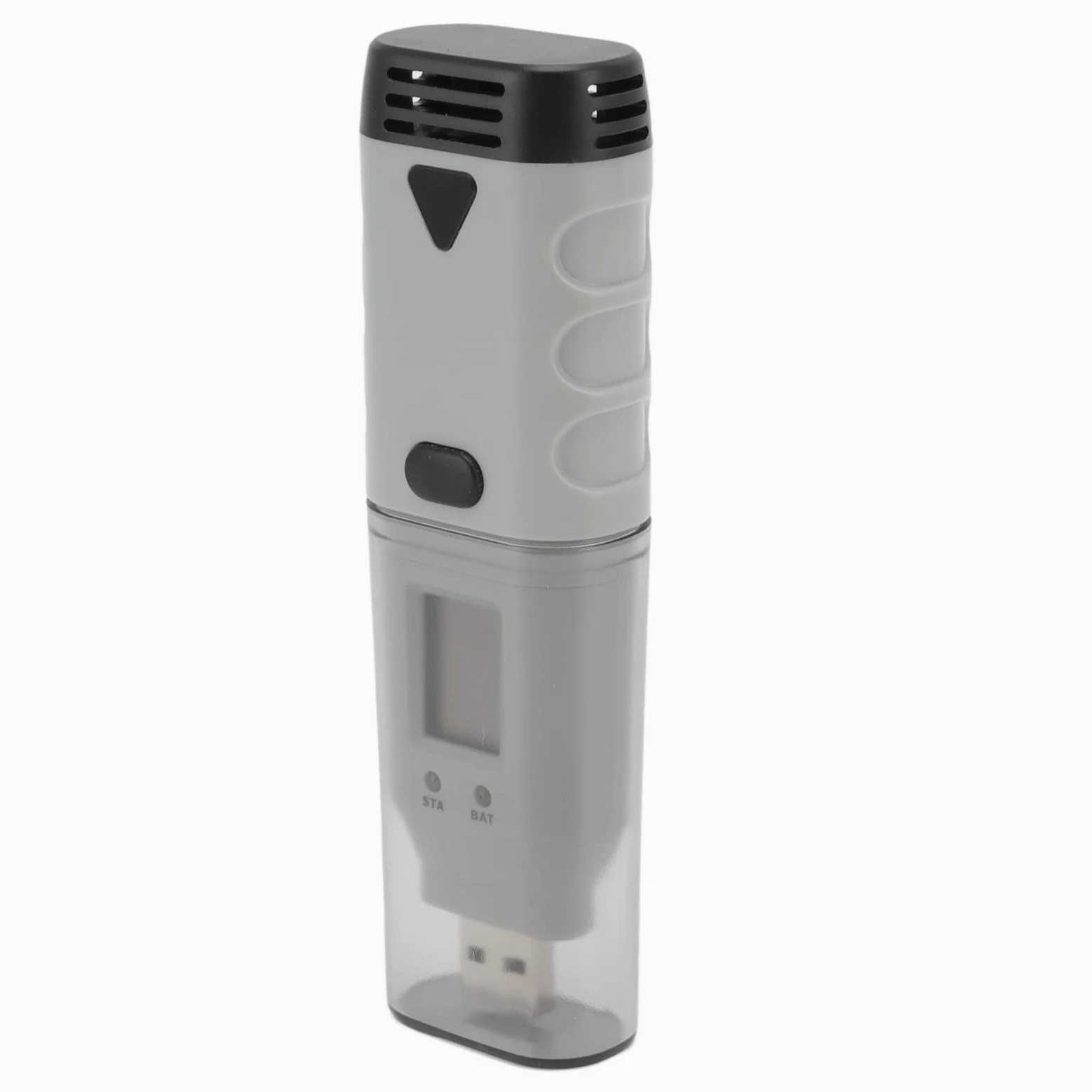 Medidor de humedad y temperatura USB Termómetro higrómetro portátil del tamaño de un bolígrafo con alarma LED de dos canales Diseño impermeable para monitoreo en interiores y