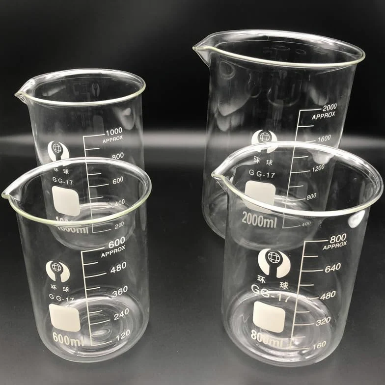 1 Juego de Vaso de Vidrio de Laboratorio borosilicato 3,3 Taza de Cocina de Vidrio de medición de Laboratorio(Set 3)