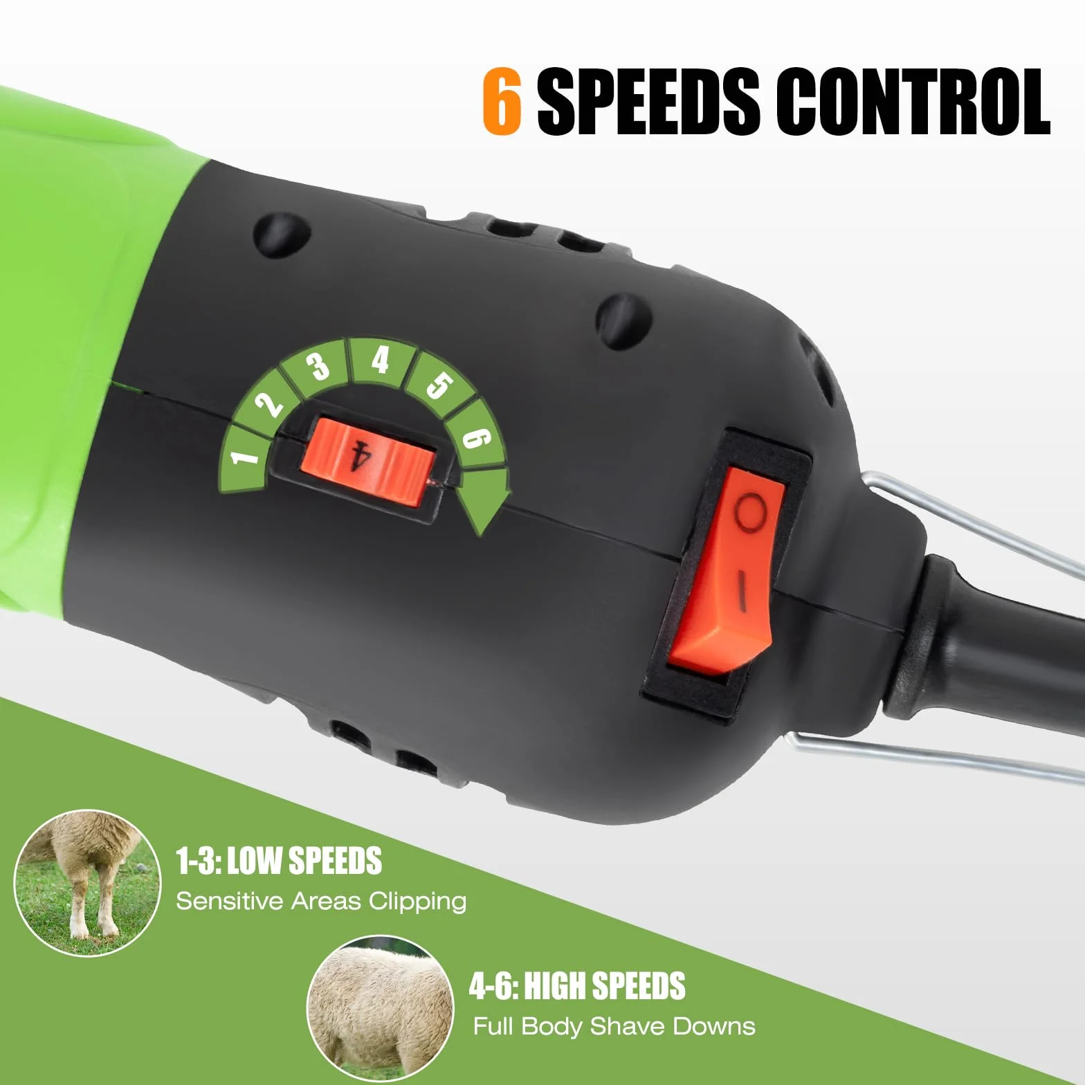 TAKEKIT Tijeras para ovejas, 500 W, profesional y resistente, para aseo, 6 velocidades, cortadora eléctrica de animales para alpacas, llamas, corderos y ganado grande con pelaje grueso