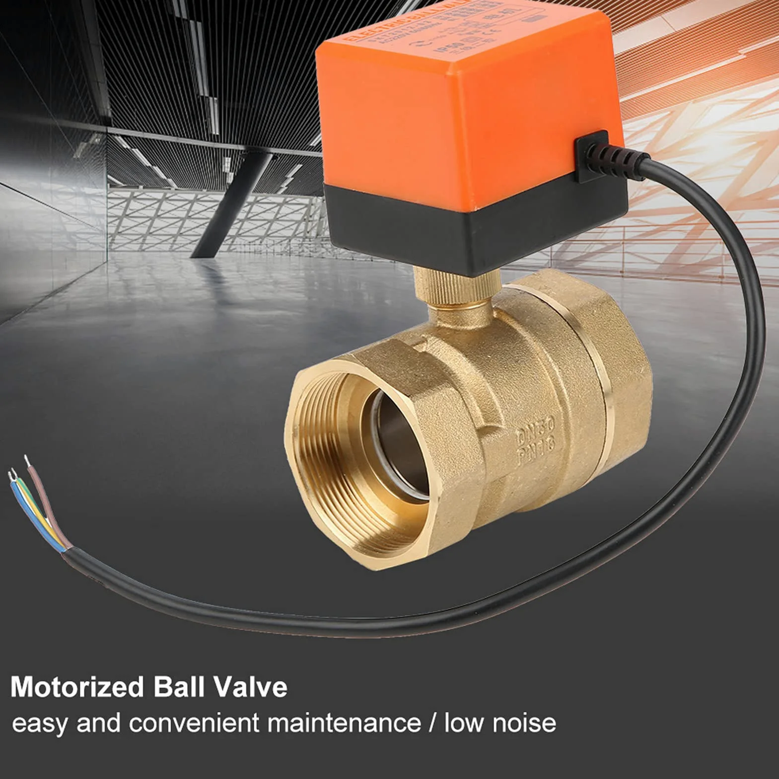 Válvula de bola eléctrica, válvula de bolas de latón, apta para AC G2 DN50 Válvula de bola motorizada eléctrica de latón con control de 2 vías y 3 cables de 2 puntos