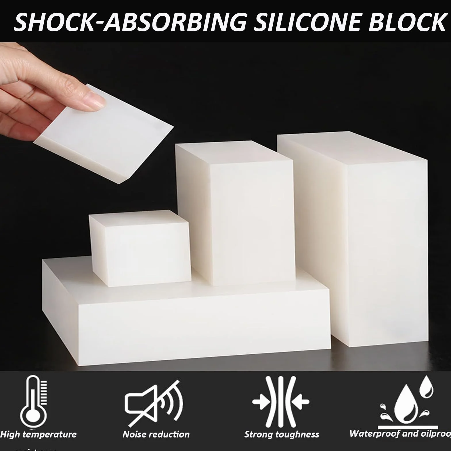 Almohadillas de silicona blancas (paquete de 5), 50 mm x 100 mm de grosor, de 12 mm a 50 mm de grosor. Almohadillas de goma antideslizantes y amortiguadoras for muebles, maquinaria y electrónica. 35 m