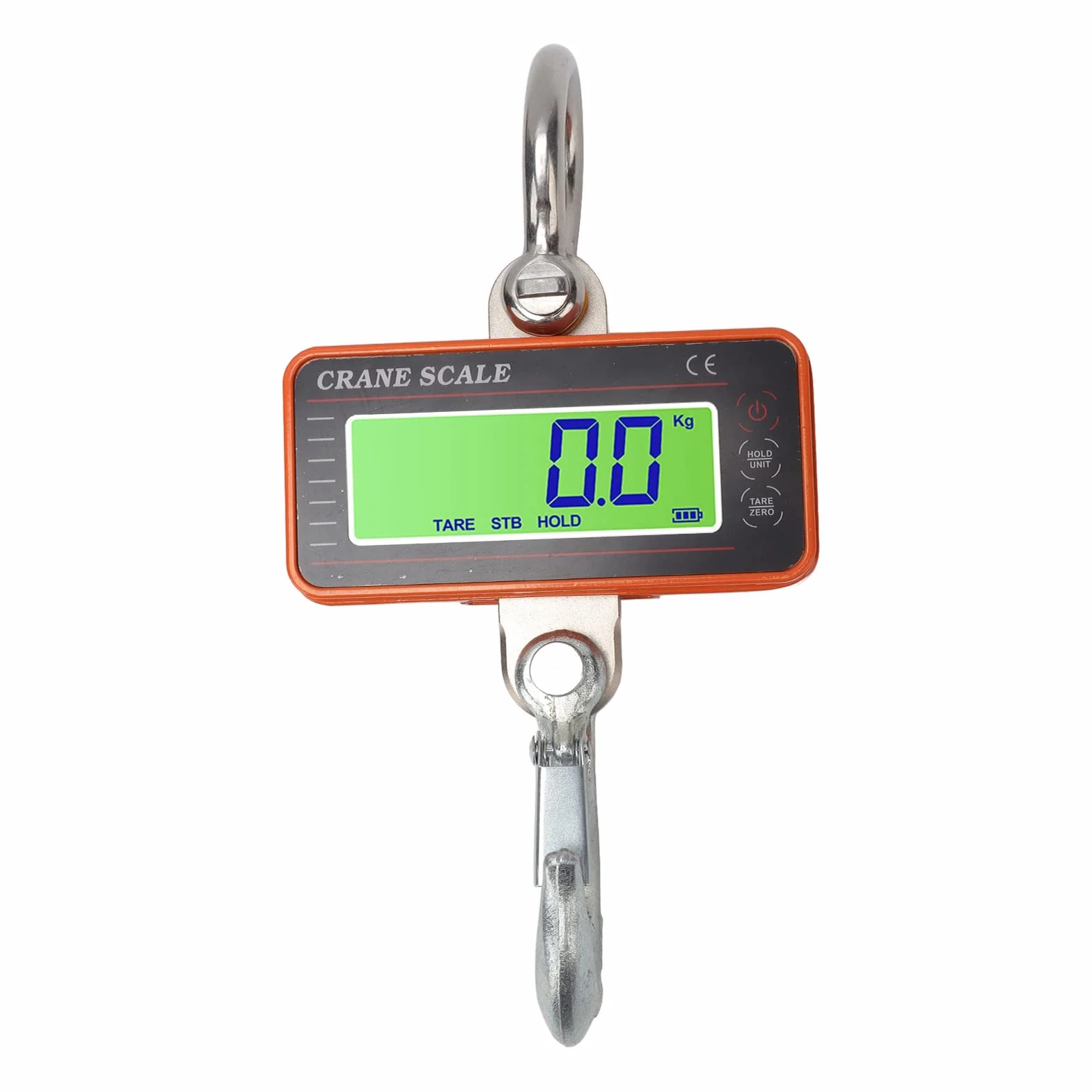 Báscula de Grúa Digital Industrial, 1500 kg/3000 lb, Pantalla LED, Control Remoto Inalámbrico 20 m, Sensor de Aleación de Acero, Naranja