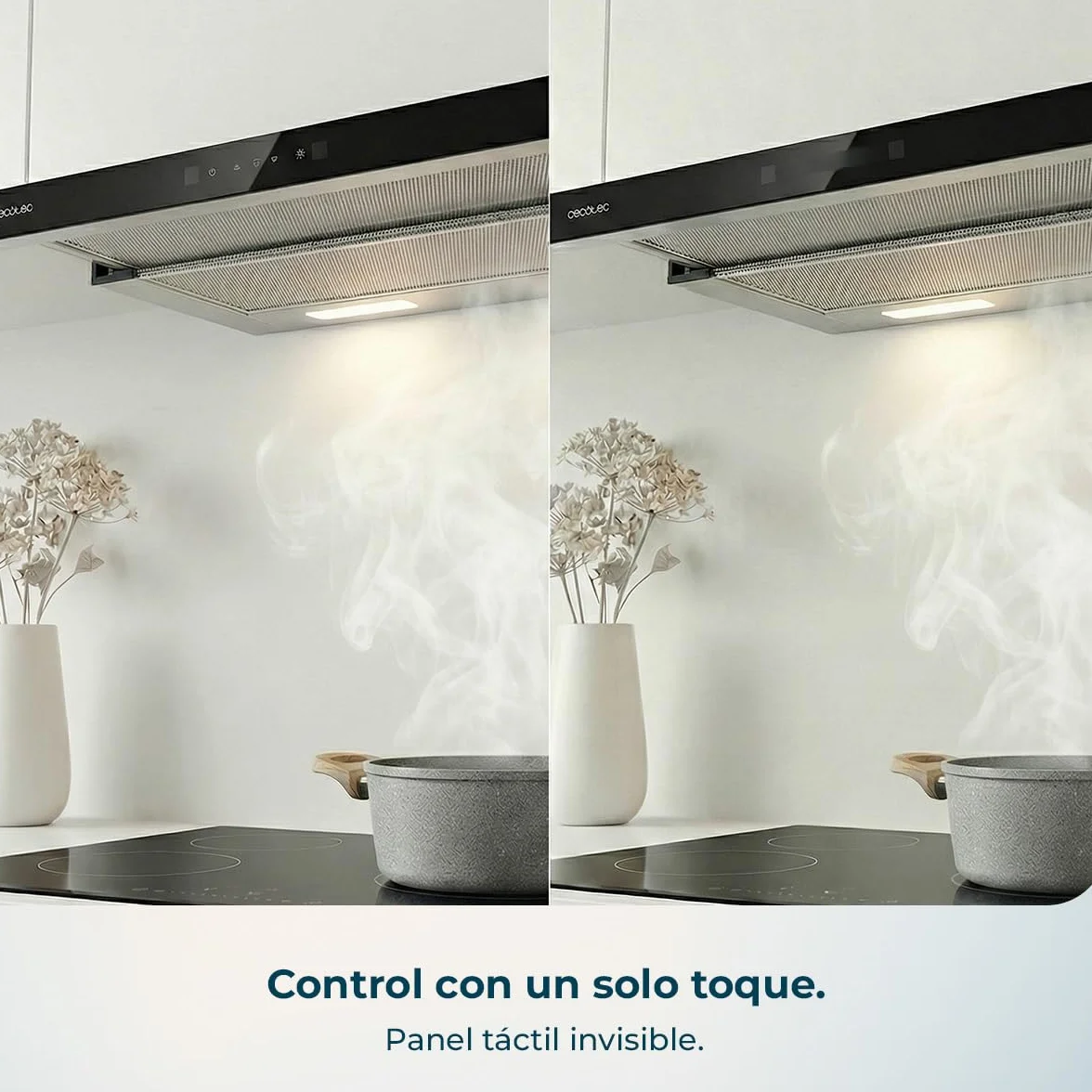 Cecotec Campana Extractora Telescópica Bolero Flux TLT 60cm 606,4m³/h Succión A++ Control Táctil Función Booster