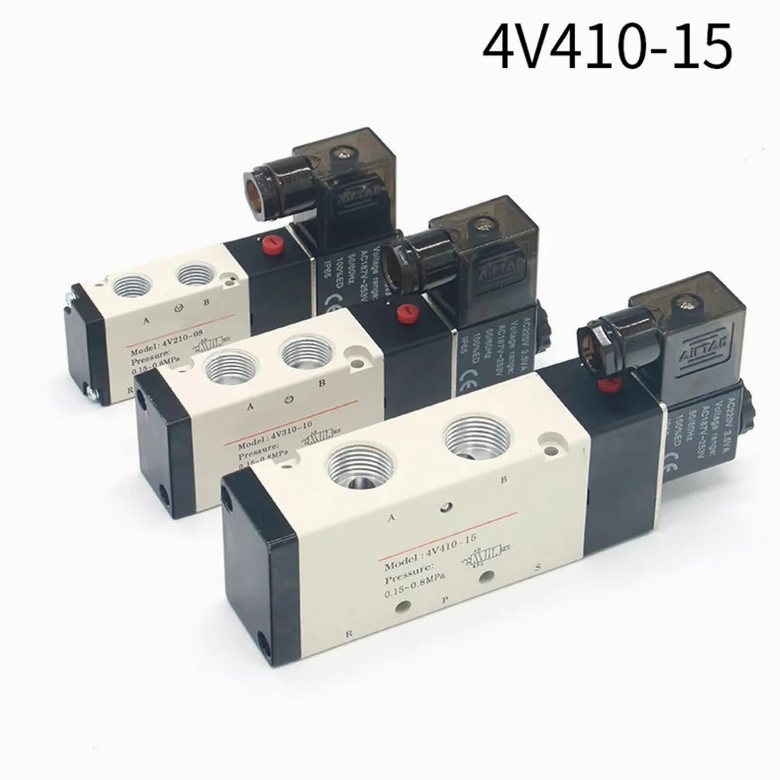 Válvula neumática electroválvula eléctrica 4v410-15, Control Aire-Gas, magnética, 5 vías, 2 Posiciones, 12 V CC, 24 V CA, 110 V CA, 220 V, Voltaje de la Bobina | 10mm Fittings,Motor With Bracket