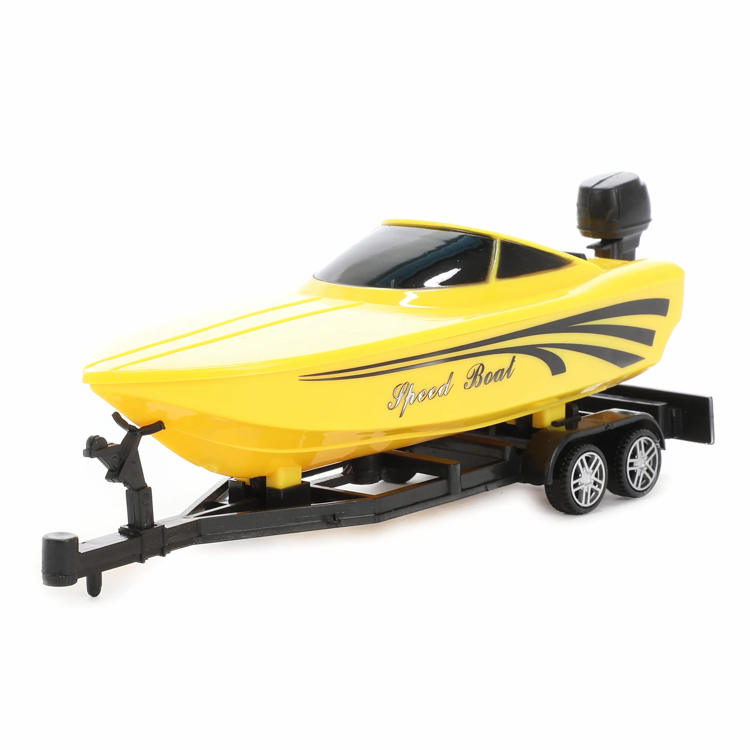 Toi-Toys Camper con Remolque de Barco - Coche de Juguete - Caravana & Barco de Carreras - Motor de Retirada - Modelo Coche a Partir de 3 años