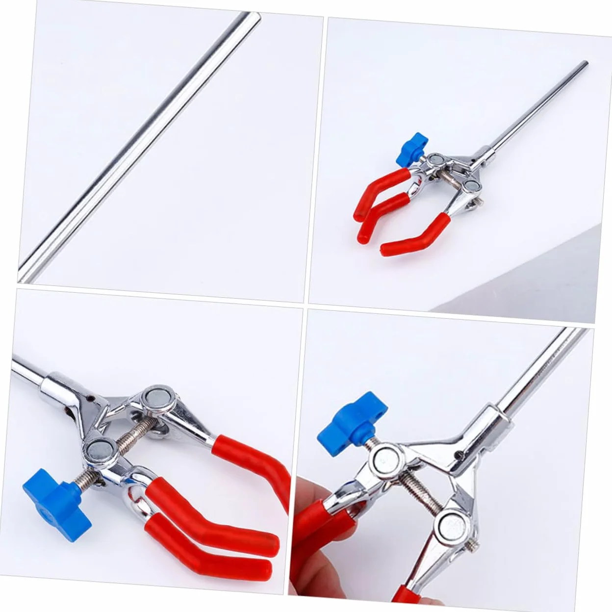 Mobestech 10piezas Abrazadera De Tres Garras Para Frascos y Tubos De Ensayo Soporte Ajustable De Acero Inoxidable Para Laboratorio Para Experimentos Científicos