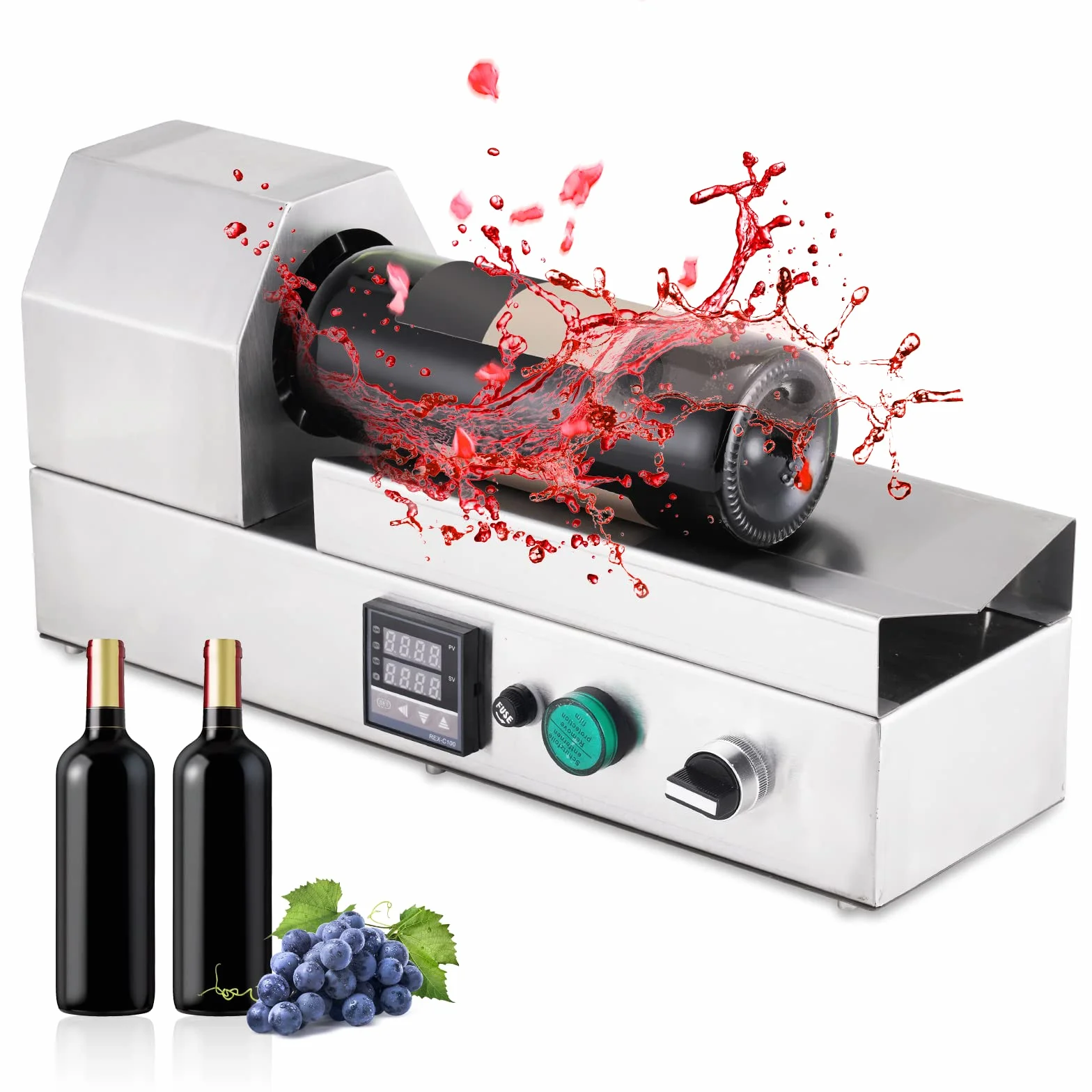 YJINGRUI 2000W Encapsuladora Termorretráctil para Botellas Selladora de Cápsula Eléctrica de Acero Inoxidable con Temperatura Ajustable LED Panel 220V