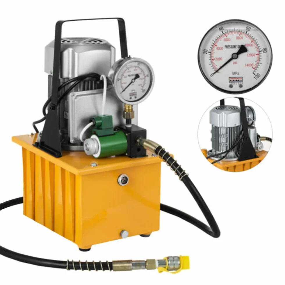 Bomba hidráulica eléctrica de 750 W, control de pedal, 1400 rpm, bomba electrohidráulica de acción única 2-70 Mpa, unidad hidráulica de 1,54 Gal para doblar/enderezar/montar, enchufe de la