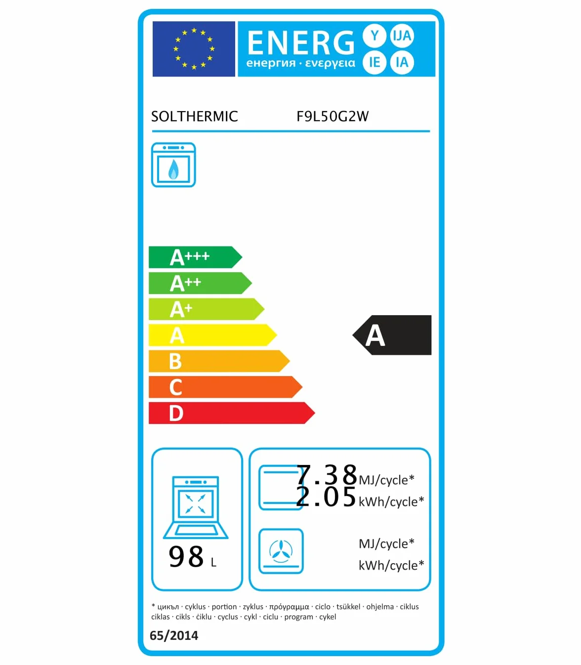 SOLTHERMIC F9L50G2RB Kuchnia Blanco 90 cm 5 palników Piekarnik panoramiczny 115 L Gaz butan i gaz miejski