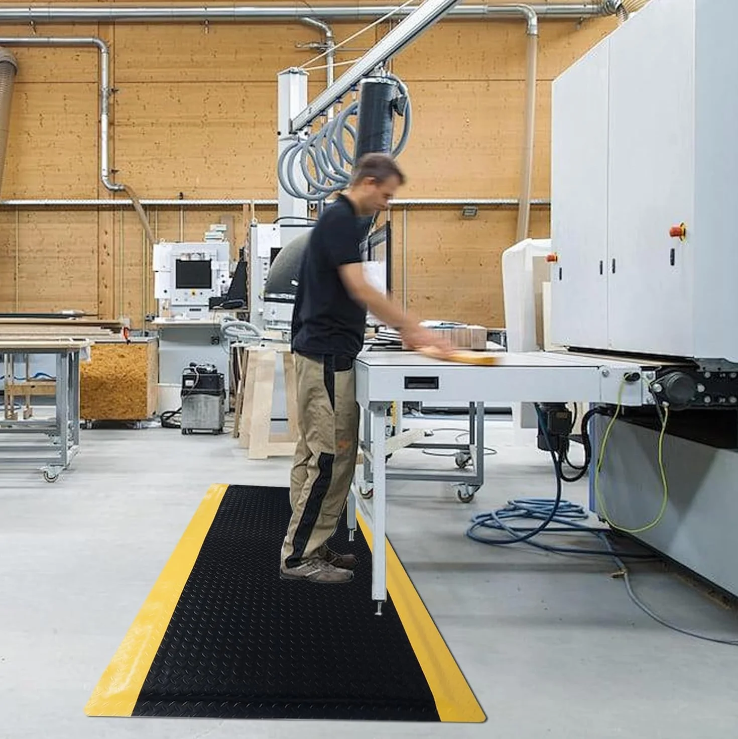 Nisorpa Alfombrillas extra gruesas antifatiga industrial, 90 x 150 cm, 15/16 pulgadas, ergonómica, resistente, placa de cuadros comercial, antifatiga, para taller, fábrica, garaje