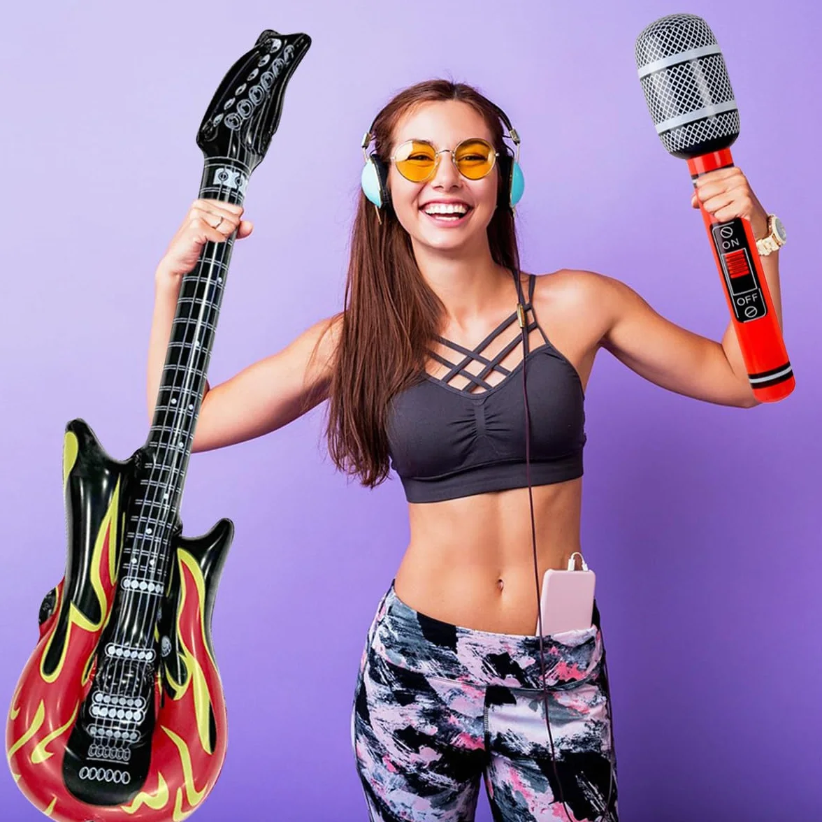 Guitarra Inflable 100cm Disfraz para Niños 6 Piezas