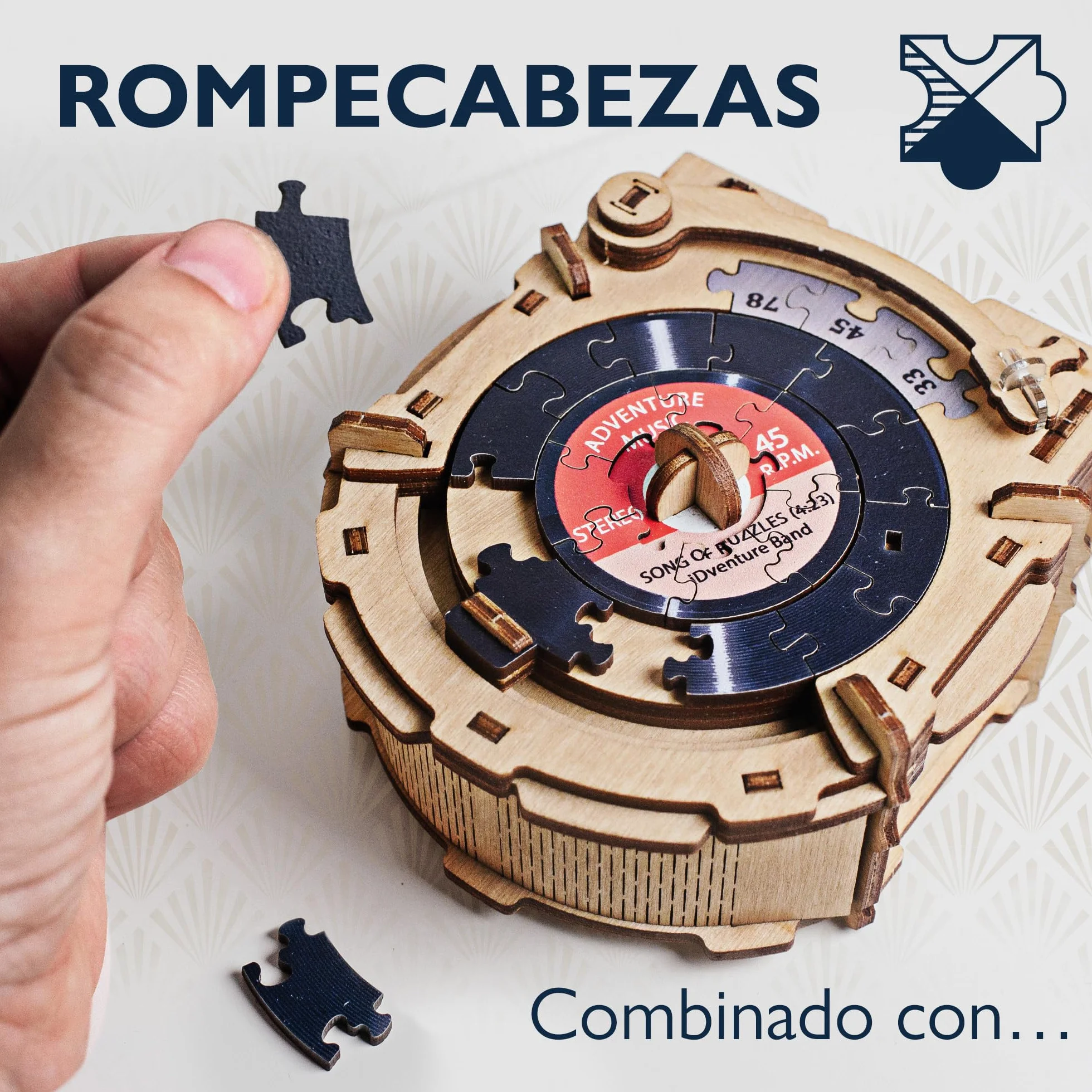 iDventure Cluepuzzle Tocadiscos Rompecabezas Juego Escape Room Caja Misteriosa Puzzle 3D Madera Regalo