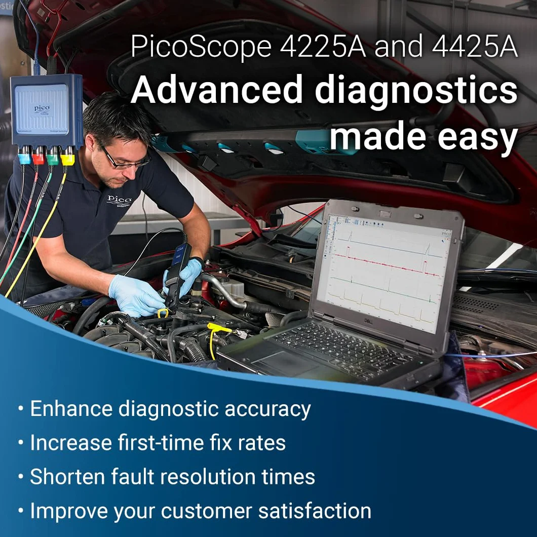 Pico Technology PicoScope 4225A - Osciloscopio de Diagnóstico Automotriz, 2 Canales USB PC, Kit de Inicio 2 Canales PQ175