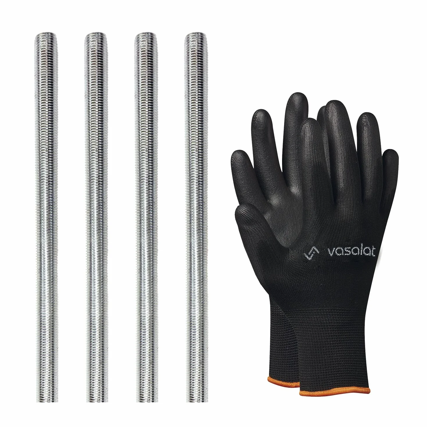 vasalat Varilla roscada M10 1000 mm galvanizada, clase de resistencia 8.8, DIN 976, 4 unidades