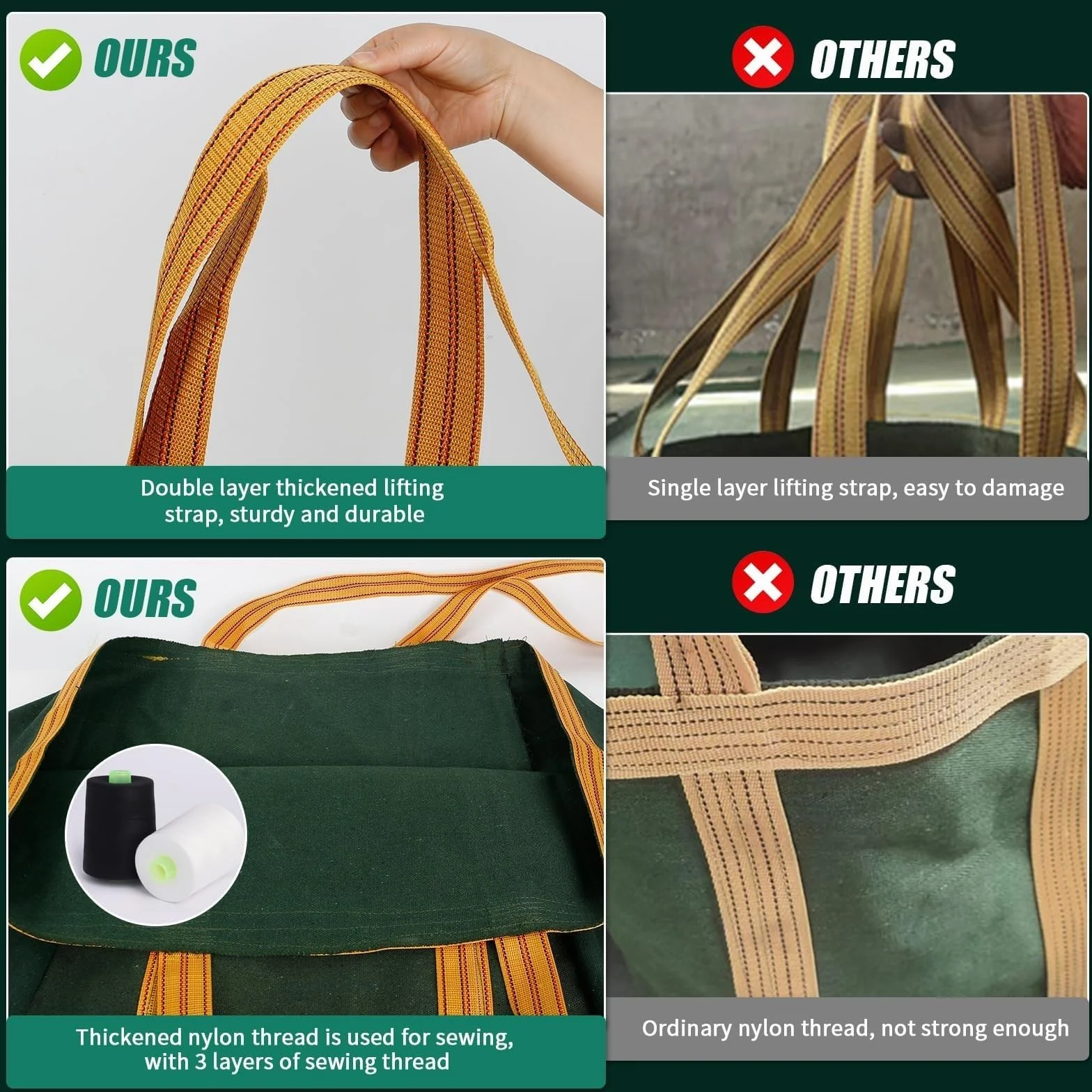 Bolsa de elevación con eslinga de nailon: bolsas de elevación reutilizables y duraderas, bolsa de vela tejida para grúas, plataformas y montacargas, para herramientas de manipulación industrial(50 X 5