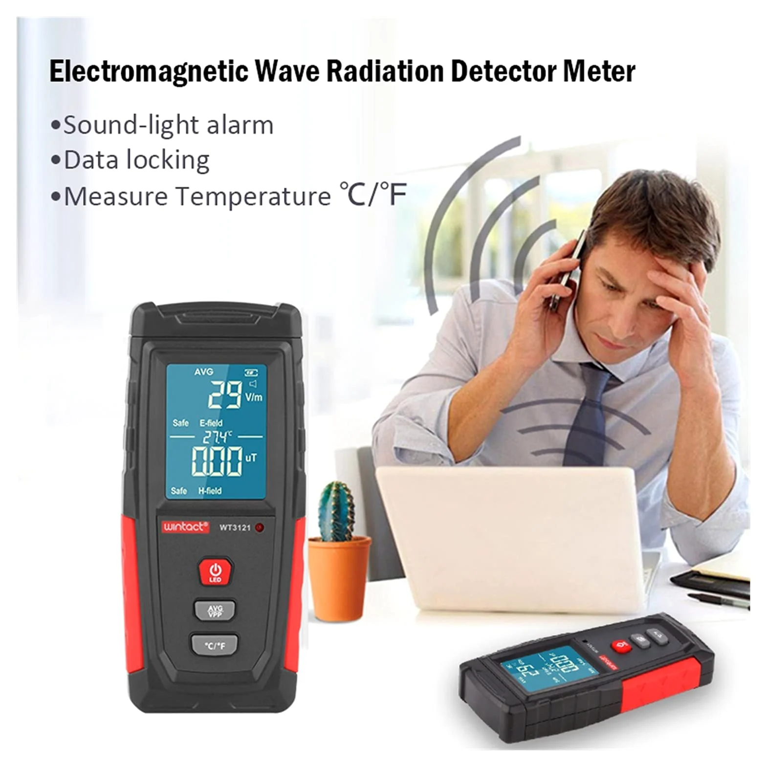 Probador de radiación de campo electromagnético EMF Medidor de campo eléctrico campo magnético Dosímetro detector recargable Dosimete