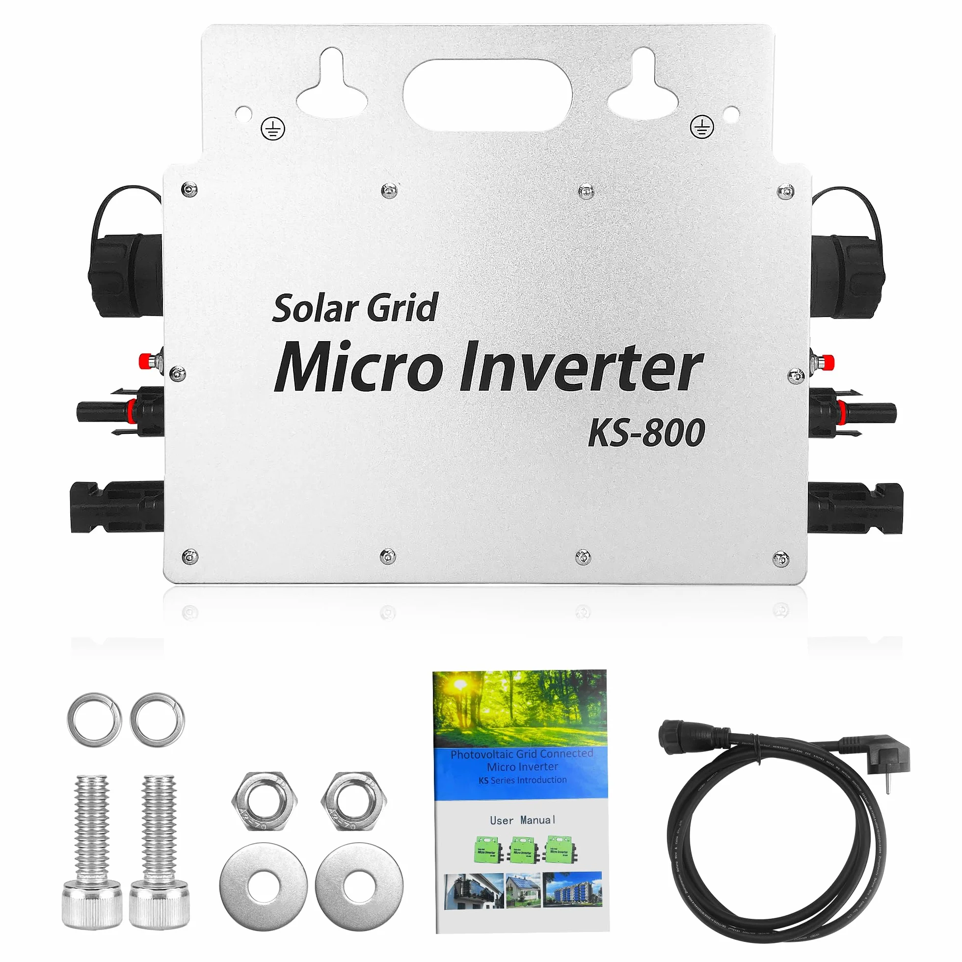 Micro inversor 800W,Inversor Central Eléctrica de Balcón con Pantalla de monitorización de Datos AC IP67 con WLAN App para 2 módulos solares para Balcony Power Station