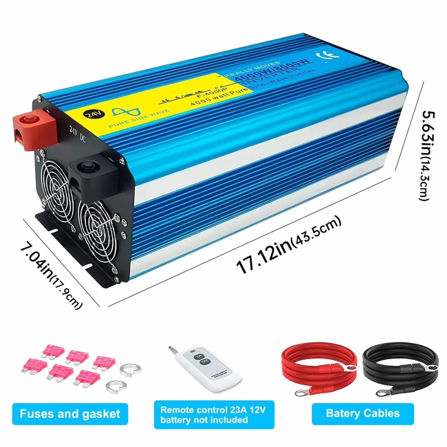 Inversor Inversor De Potencia Solar De Onda Sinusoidal Pura De 24V A 220V Convertidor Potente 60 Hz para Caravanas Y Camping Al Aire Libre(2000W Peak)