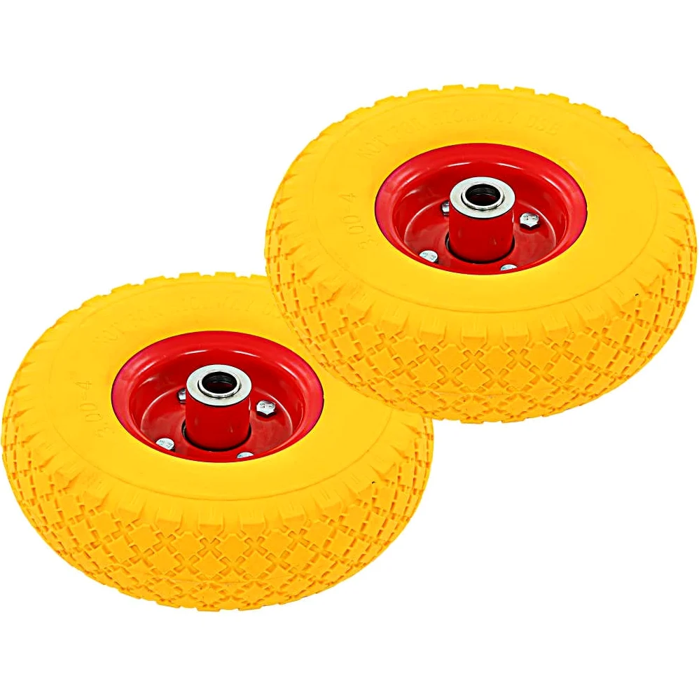 Juego de 4 ruedas para carretilla, 3.00-4, de poliuretano, con llantas de metal, ruedas de repuesto para carros de mano, 245 x 82 mm, eje de 20 mm