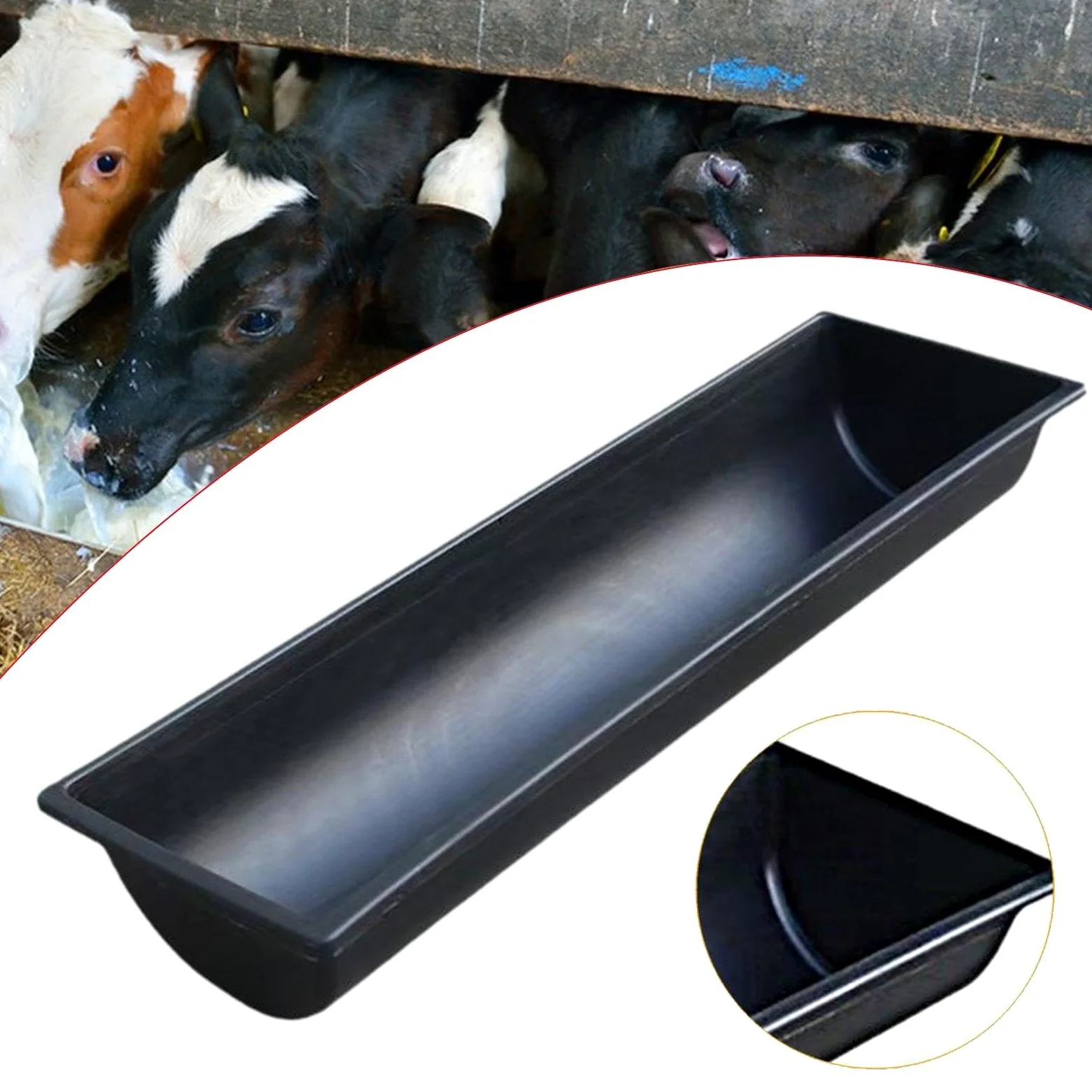 Comedero para Ganado Abrevadero para Vacas Alimentador para Ovejas Y Contenedor Profundo de Gran Capacidad para Alimentación Eficiente Adecuado para, 45 Cm X 25 Cm Negro