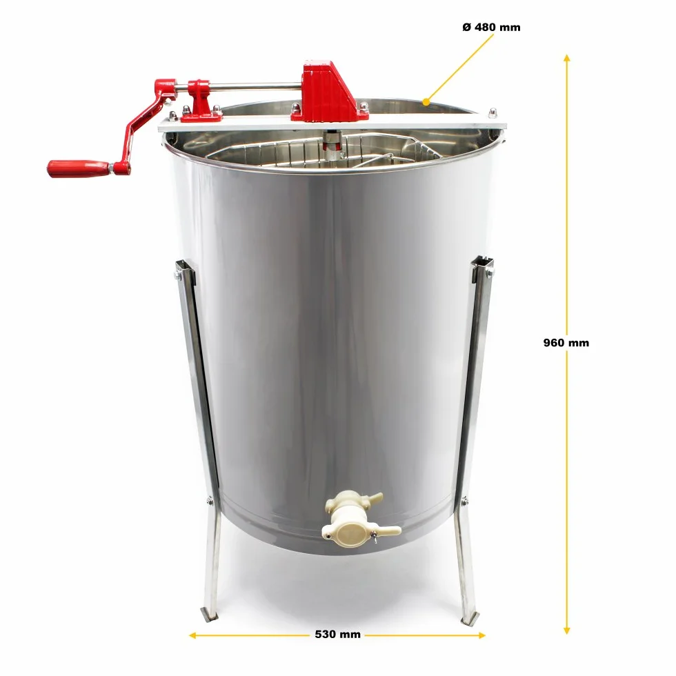 Extractor manual de miel, centrifugadora DNM, para 4 marcos de panales, de acero inoxidable