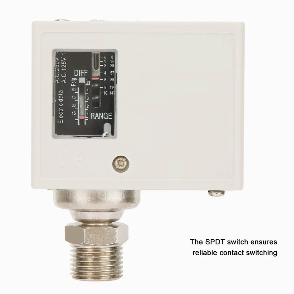 Interruptor de Control de presión G1/2'', Interruptor de Control de presión electrónico de Bomba de Agua del compresor de Aire, con Soporte de Montaje