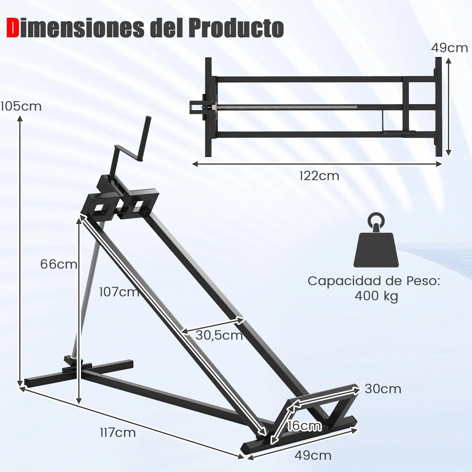 COSTWAY Dispositivo Elevador Tractores, Plataforma Elevadora para Cortacésped de 400 KG Ajustable de Forma Continua (Negro)