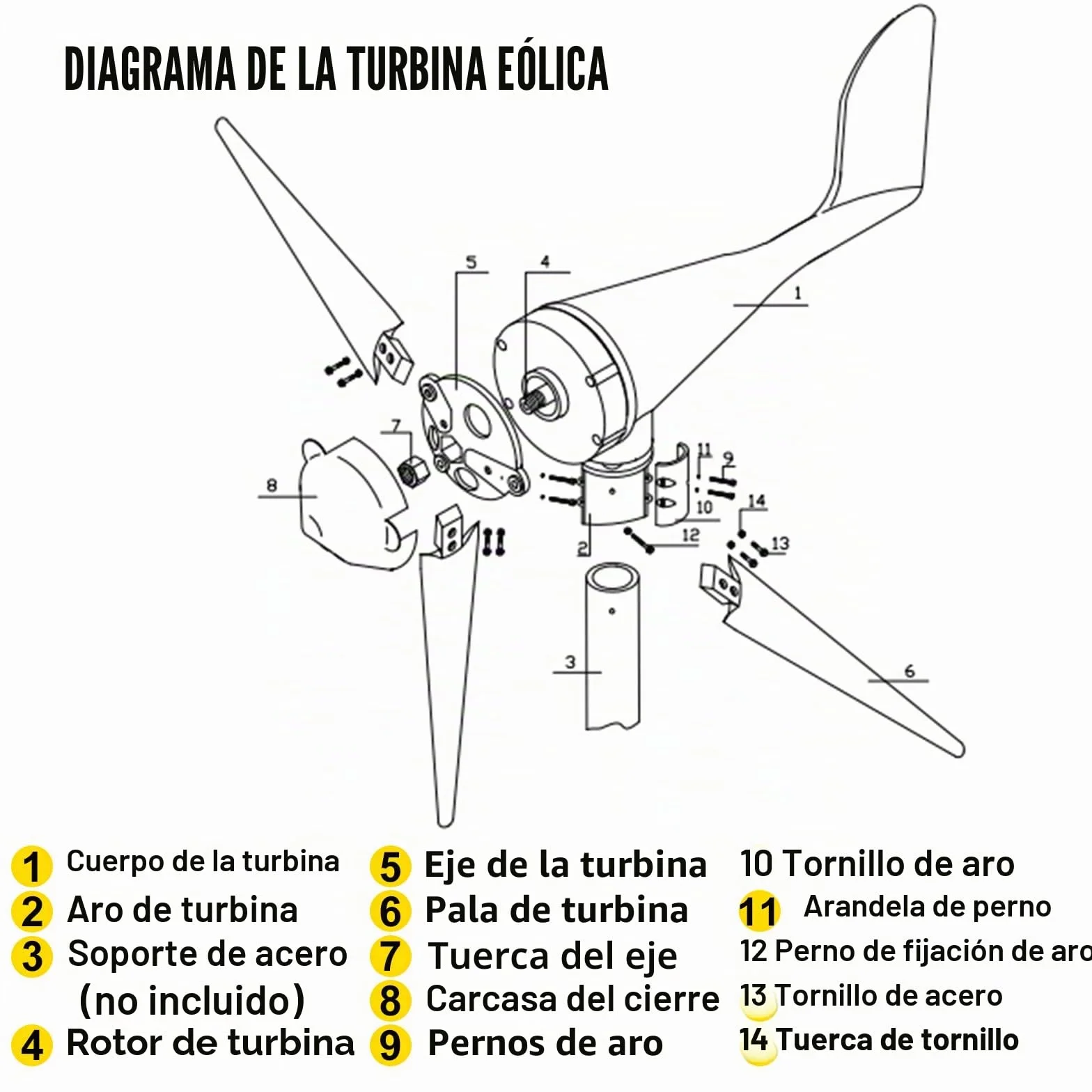 VEVOR Generador de Turbina de Viento 400 W 12 V Turbina de Viento con 3 Palas Velocidad Nominal de 800 r/min Aerogenerador de Controlador de Carga DC 12 V con Cojinetes Dobles para Carreteras y Barcos