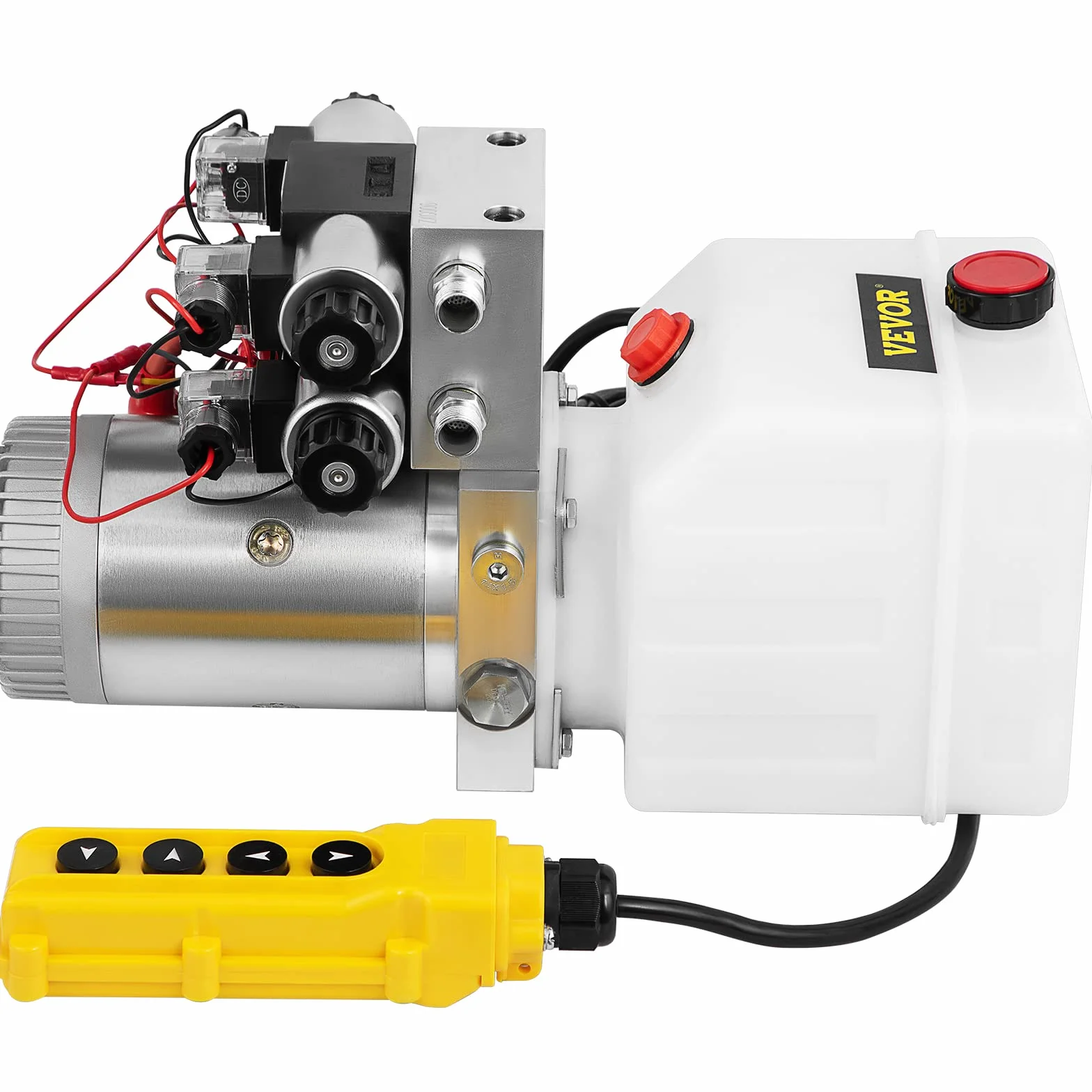 Happybuy Bomba hidráulica de doble efecto Unidad de energía hidráulica 12V DC Bomba de energía hidráulica con depósito de 4.5 litros para remolque de descarga Elevación de automóviles