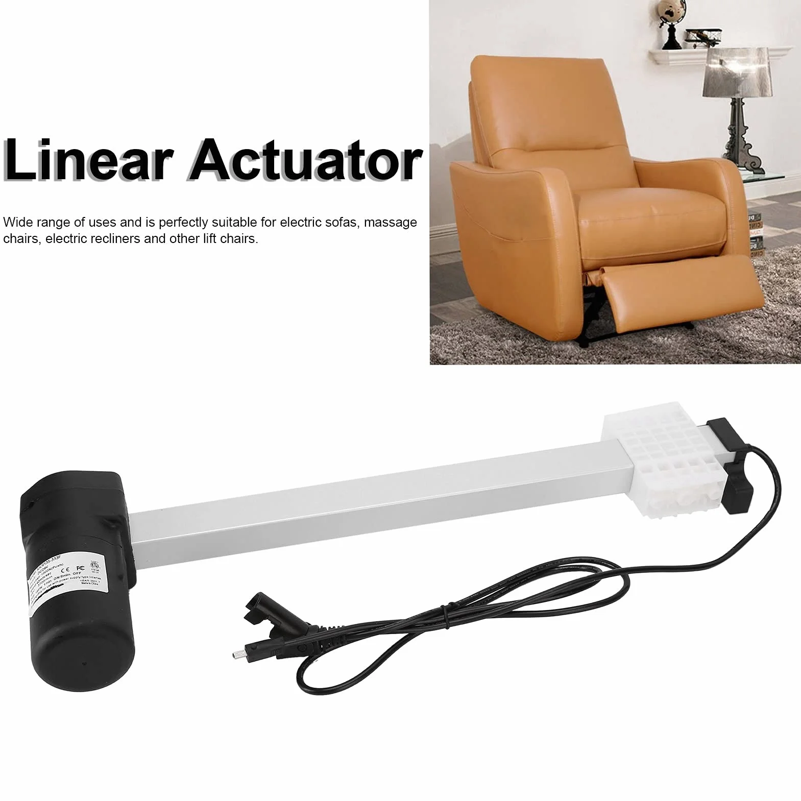 Actuador Lineal De Sofá Eléctrico 29V DC Motor Reclinable Eléctrico Reemplazo del Motor del Sofá De Carrera De 333 Mm para Sofás Eléctricos Sillones De Masaje Reclinables 4318 5311