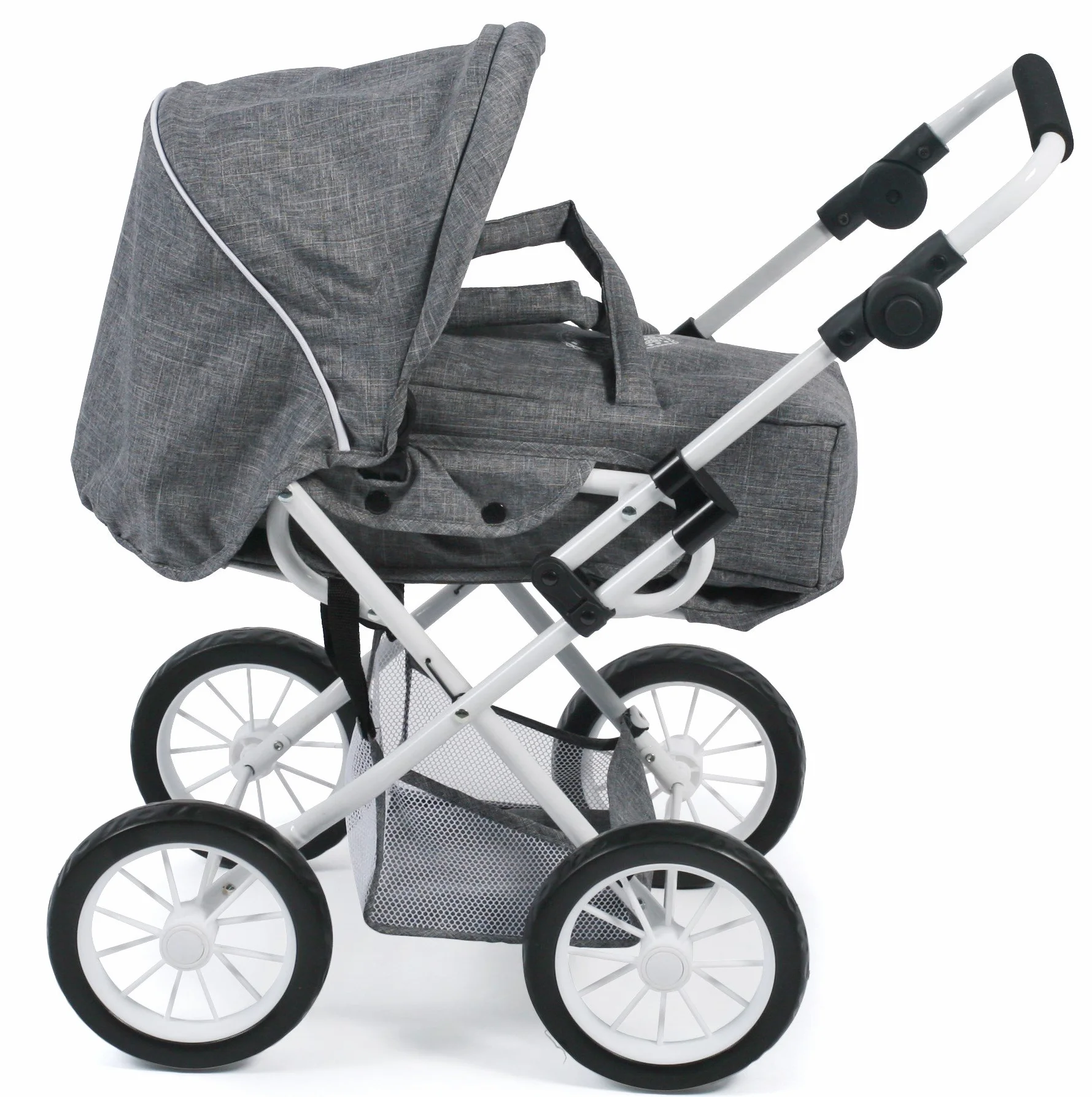 Bayer Chic 2000 Cochecito para muñecas Leni 2 en 1 con Bolsa de Transporte extraíble Gris Vaquero 46 cm
