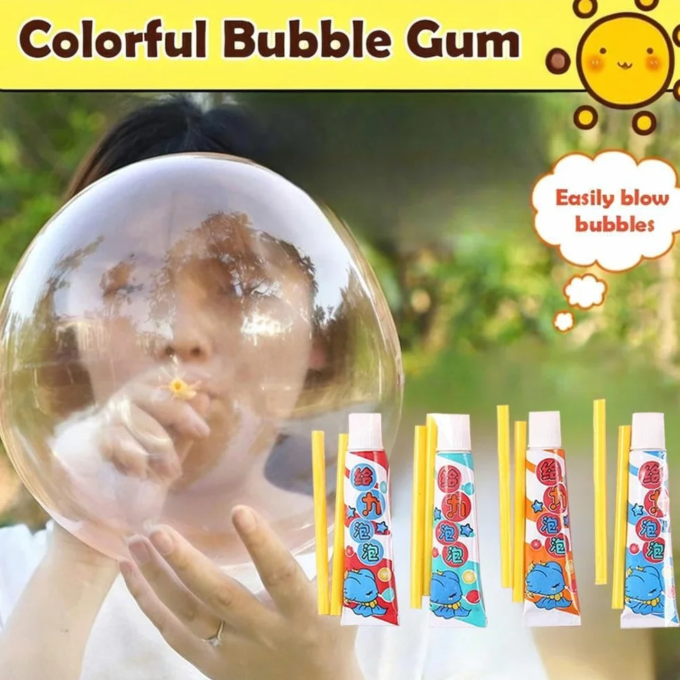 Globos mágicos de burbujas de soplado, pegamento mágico con popote, juguete colorido para fiestas, regalo (5 piezas)