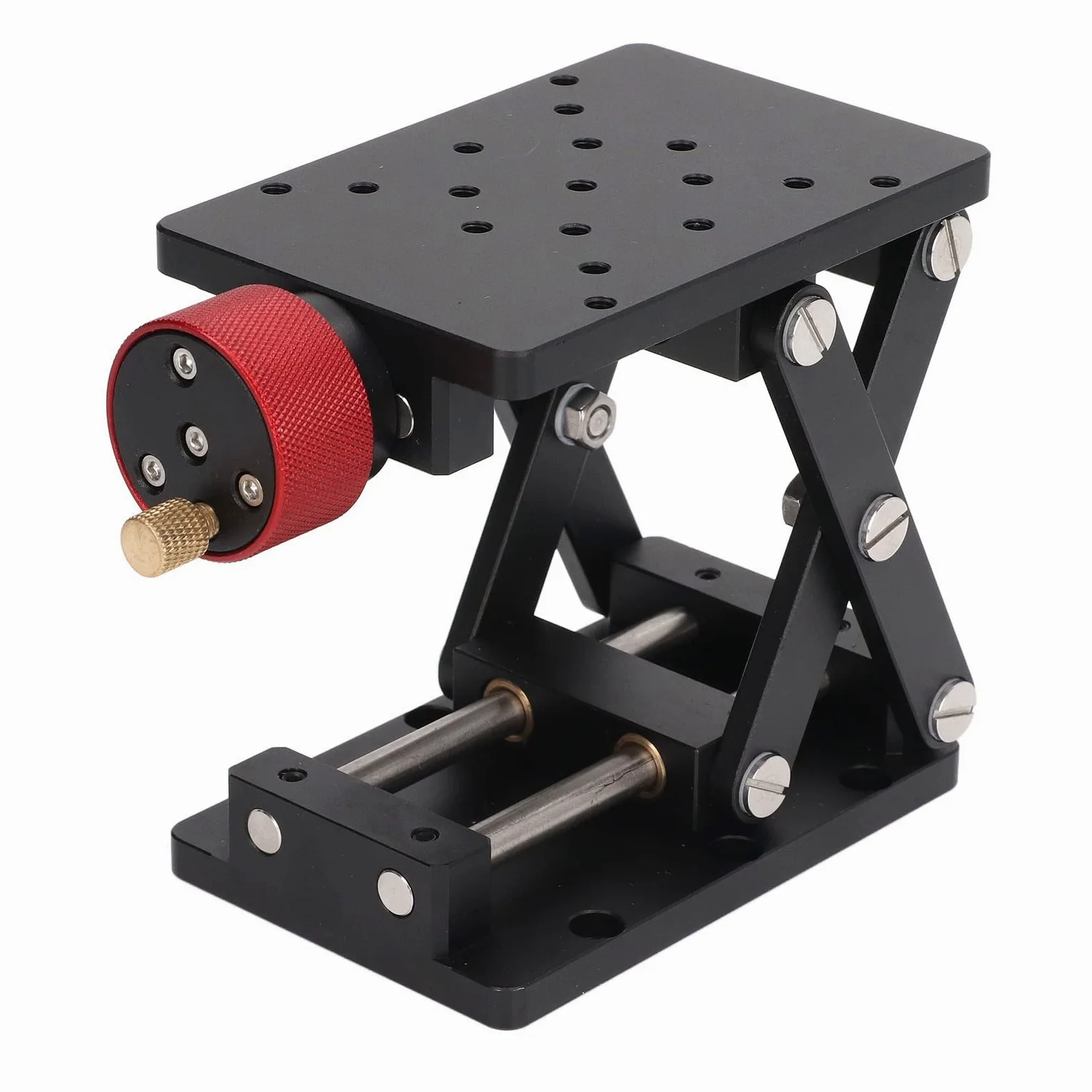 Asixxsix Plataforma de elevación de laboratorio, Plataforma de soporte de tijera ajustable manual, Plataforma de desplazamiento de elevación de alta precisión de 55 mm, Aleación de aluminio Scissor