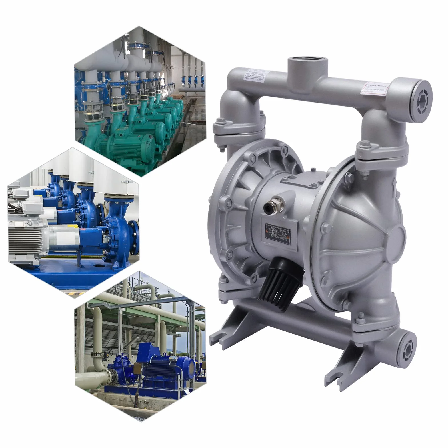 QBK-40L Aire Operado Doble Diafragma Bomba Neumática Bomba de Membrana Química,para agua y fluidos de petróleo de baja viscosidad, incluyendo diesel, queroseno, aceite de motor y algunos aceites