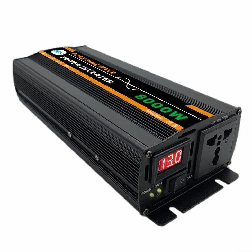 SPORTARC Inversor de corriente de onda sinusoidal pura de 8000 W para panel solar, hogar (12 V - 220 V)