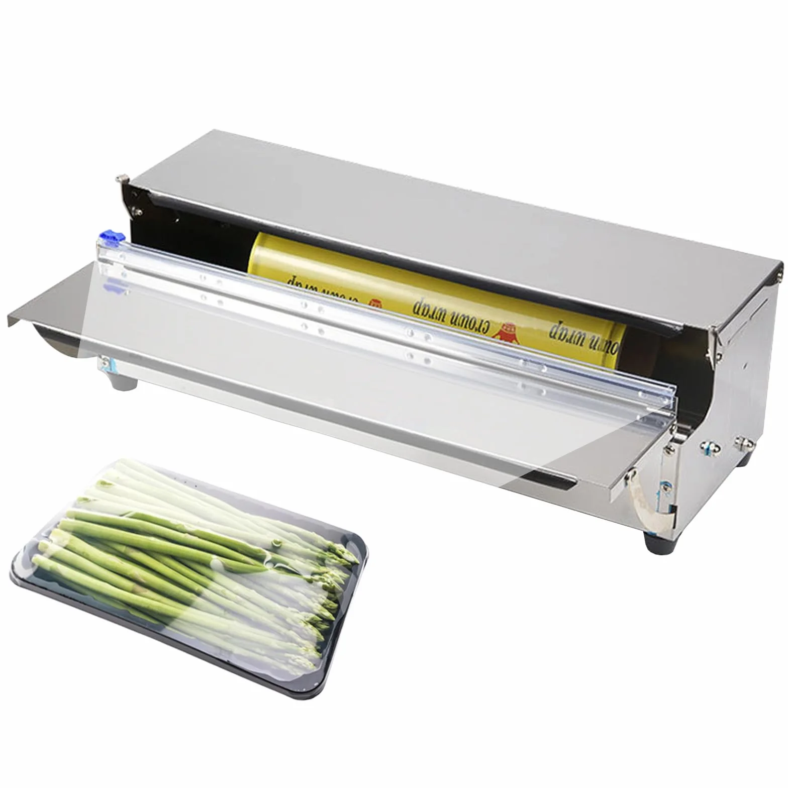 Dispensador de Papel de Aluminio de Acero Inoxidable 45 cm, a Prueba de Polvo, con 2 Cuchillas de Repuesto, Plegable