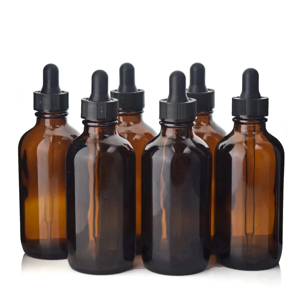 Genérico X-BAOFU 6 unids 120 ml Botella de gotero vacío ámbar pipeta de Vidrio for aceites Esenciales órgano Laboratorio Productos químicos dispensación e líquido aromaterapia 4oz