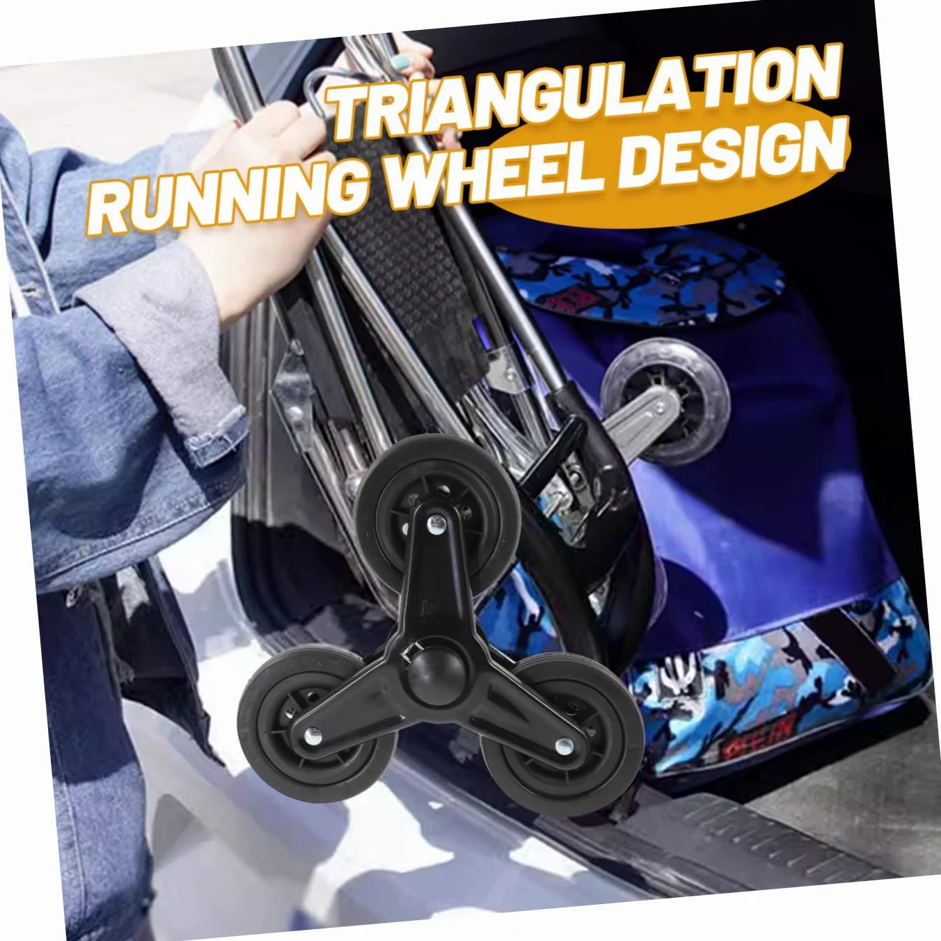 MAGICLULU Ruedas Triangulares para Carro de Compra Eje de Acero Inoxidable, Diseño Estable y Resistente para Subir Escaleras, Ruedas Duraderas para Carrito de Compras