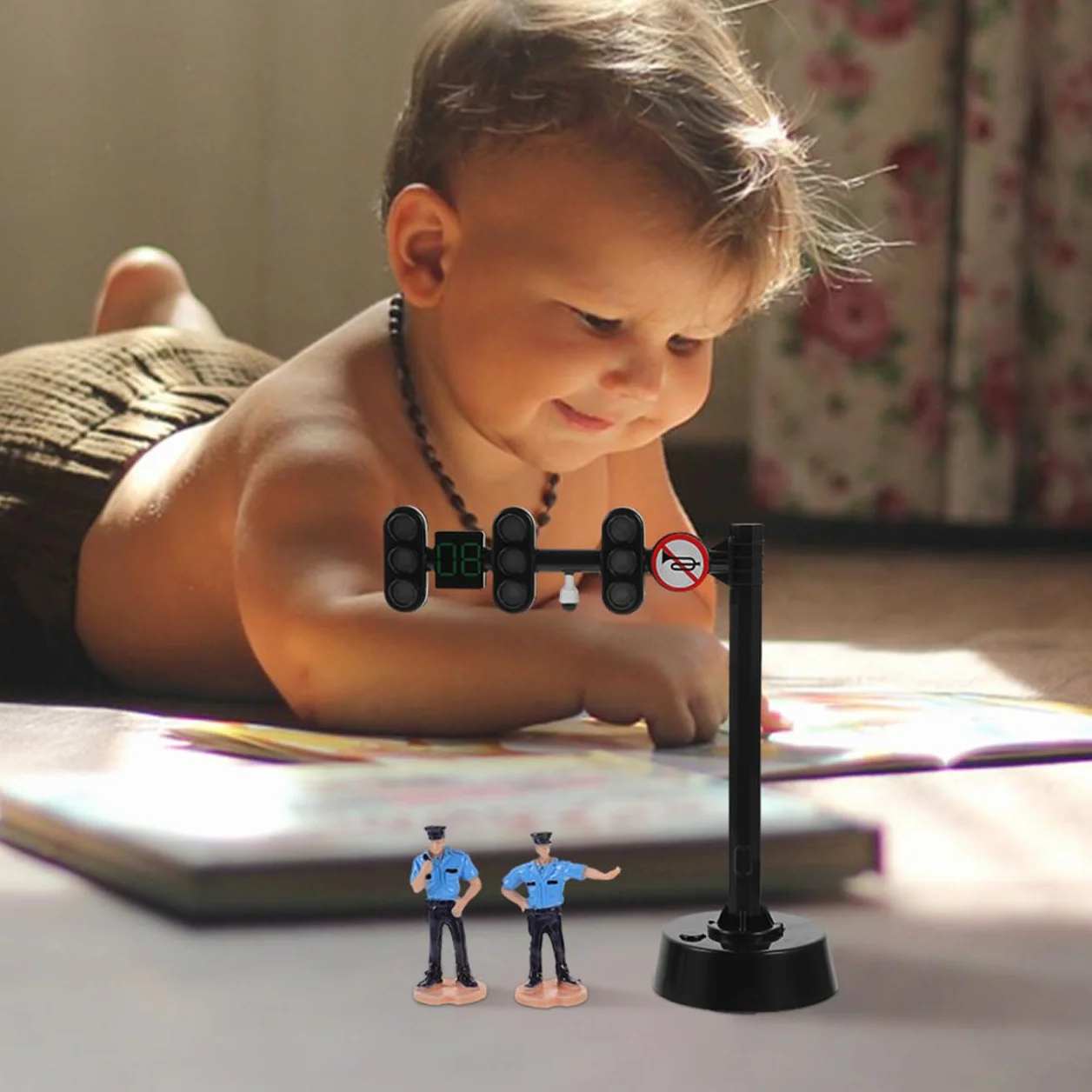 TOYANDONA Semáforo Juguete Luz Señal Tráfico para Niños con Figuras Policía Educativos
