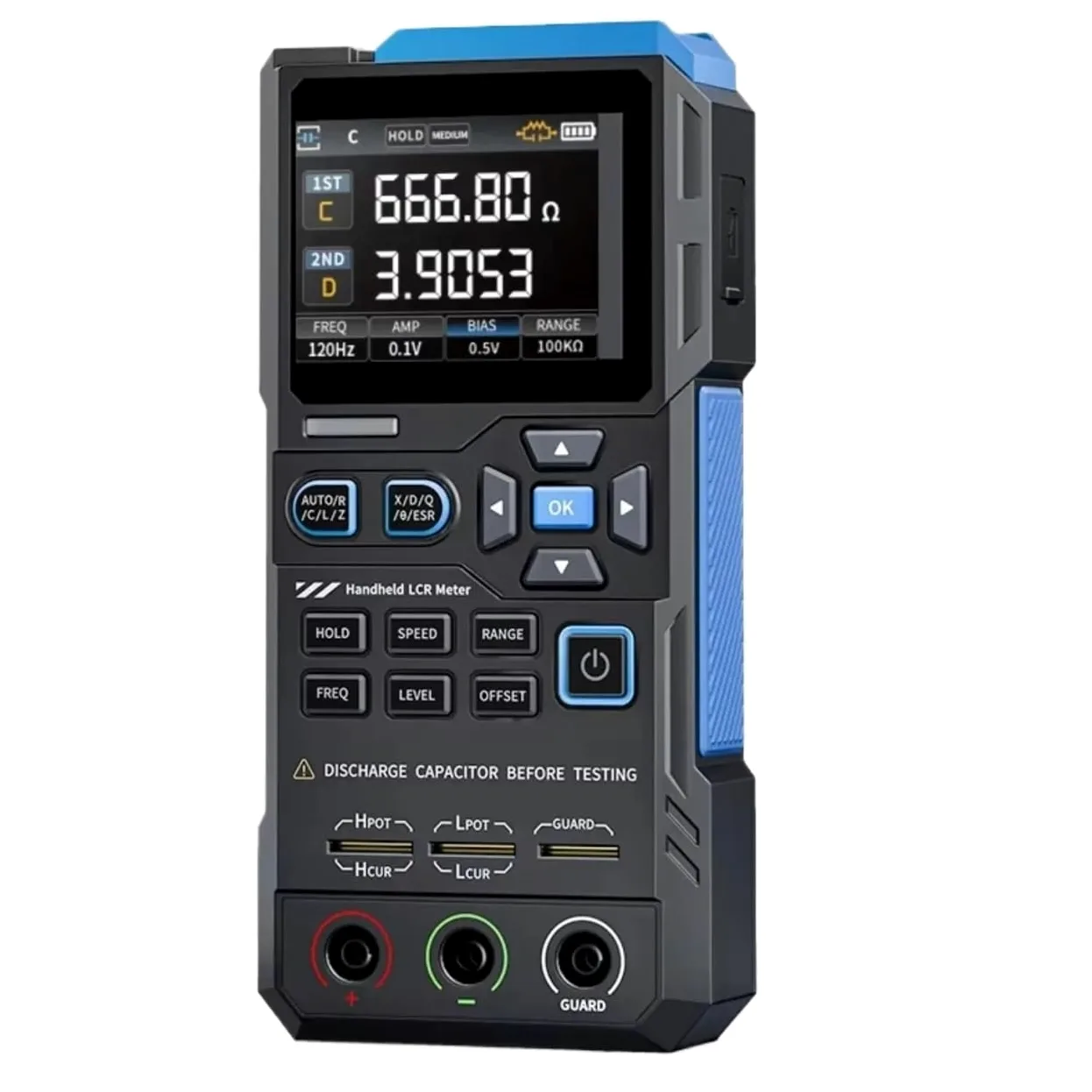 Medidor LCR de mano 100Hz-100kHz, probador de puente digital de precisión del 0,3% for resistencia de capacitancia de inductancia con pantalla TFT de 2,8"