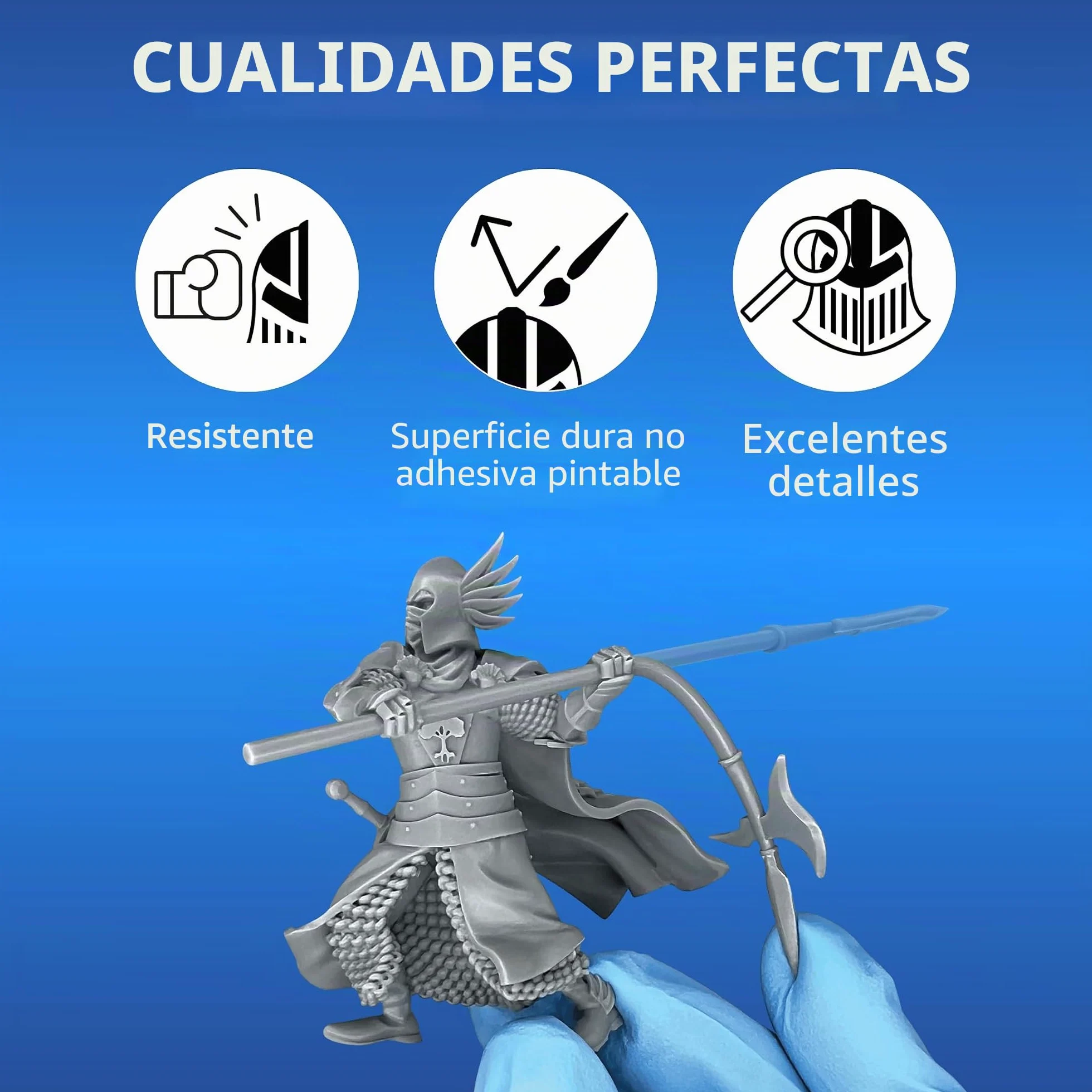 TGM-7 Resina de Wargaming 3D para miniaturas de Mesa, Resistente, Alta resolución, bajo Olor, líquido de impresión 3D de curado rápido para impresoras 3D 4K/8K/12K LCD/DLP/SLA, 1L (Gris)