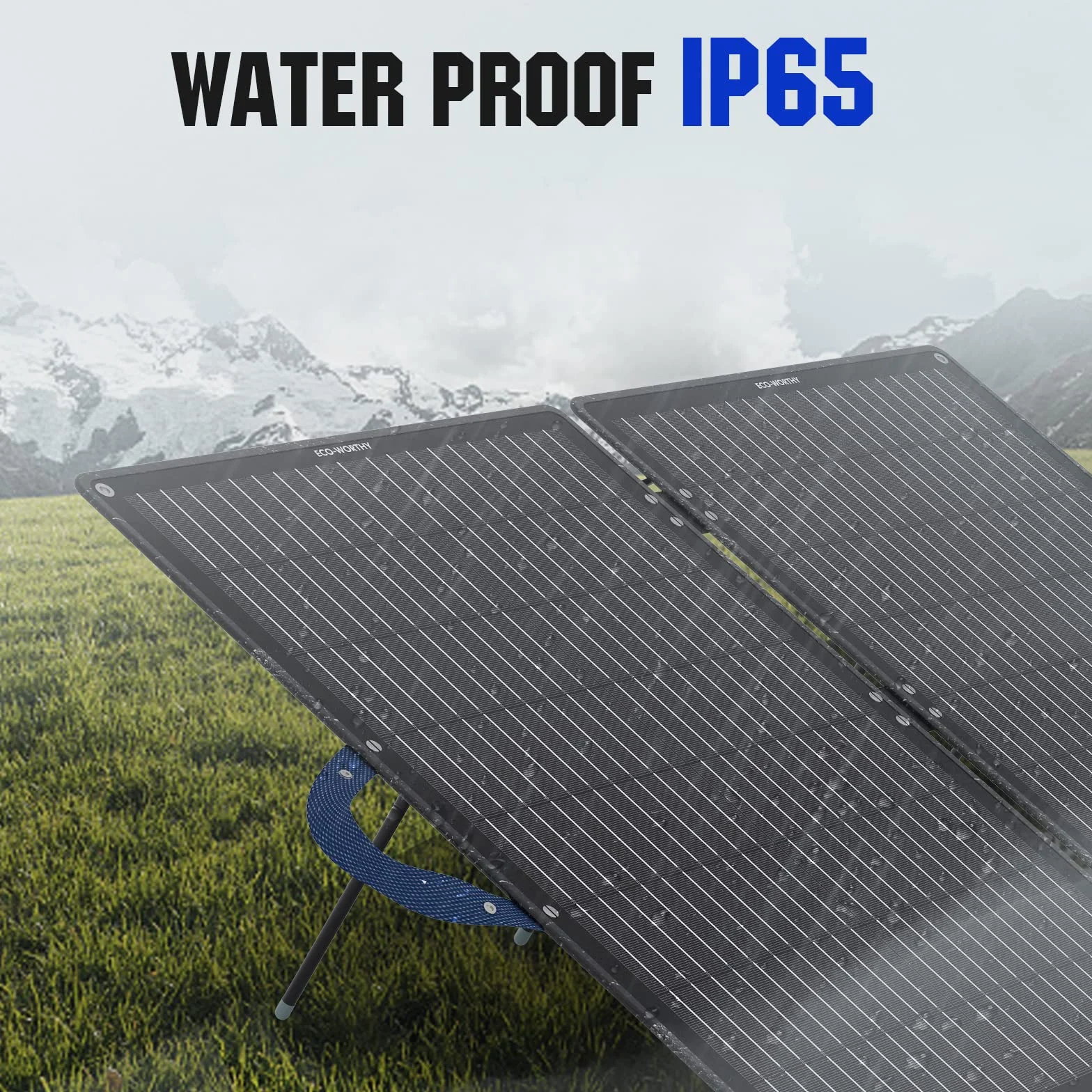 ECO-WORTHY Panel solar plegable de 100 W para generador solar Powerstation, con soporte ajustable, cable PV (9,84 ft), MC-4 y 4 adaptadores DC para la mayoría de Power Station, autocaravanas,
