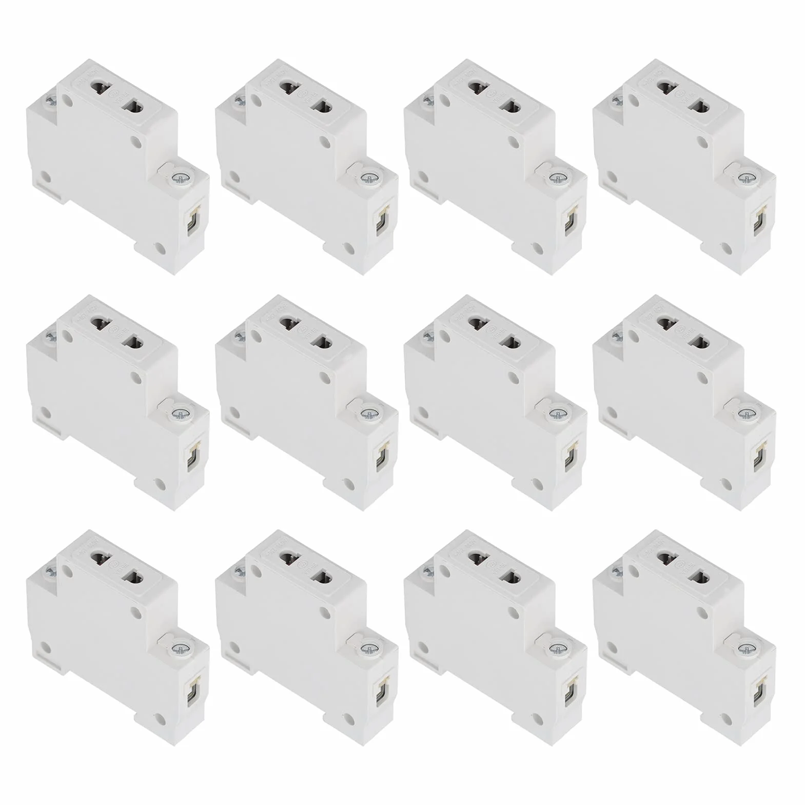 Eujgoov 12Pcs AC30-102 Receptáculo de salida de CA monofásico montado en riel Din 2pin Salida modular para enchufes 250V