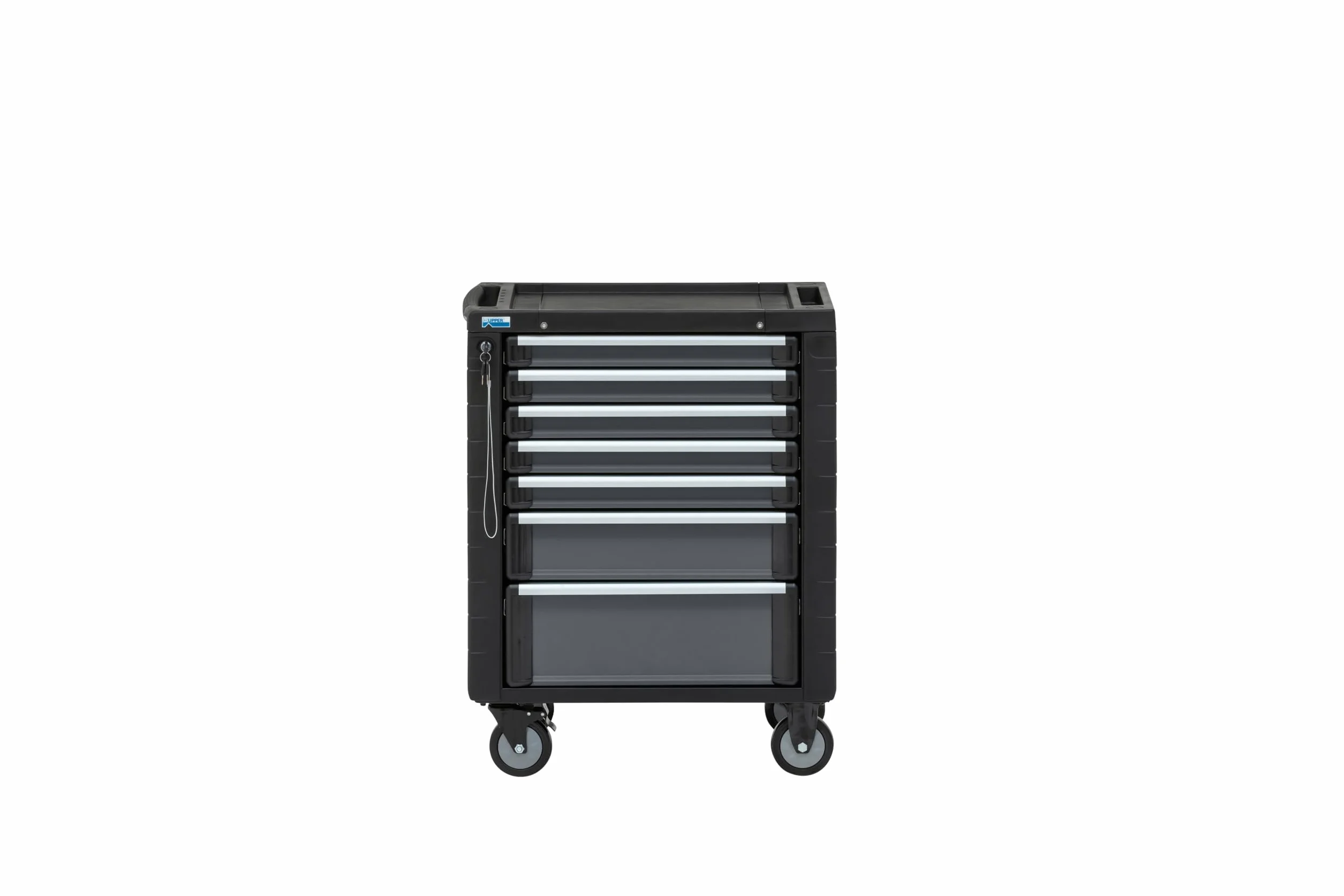 Küpper Carro de herramientas con 7 cajones, con cerradura central, capacidad de carga de 210 kg, 1 rollo con bloqueo (antracita)